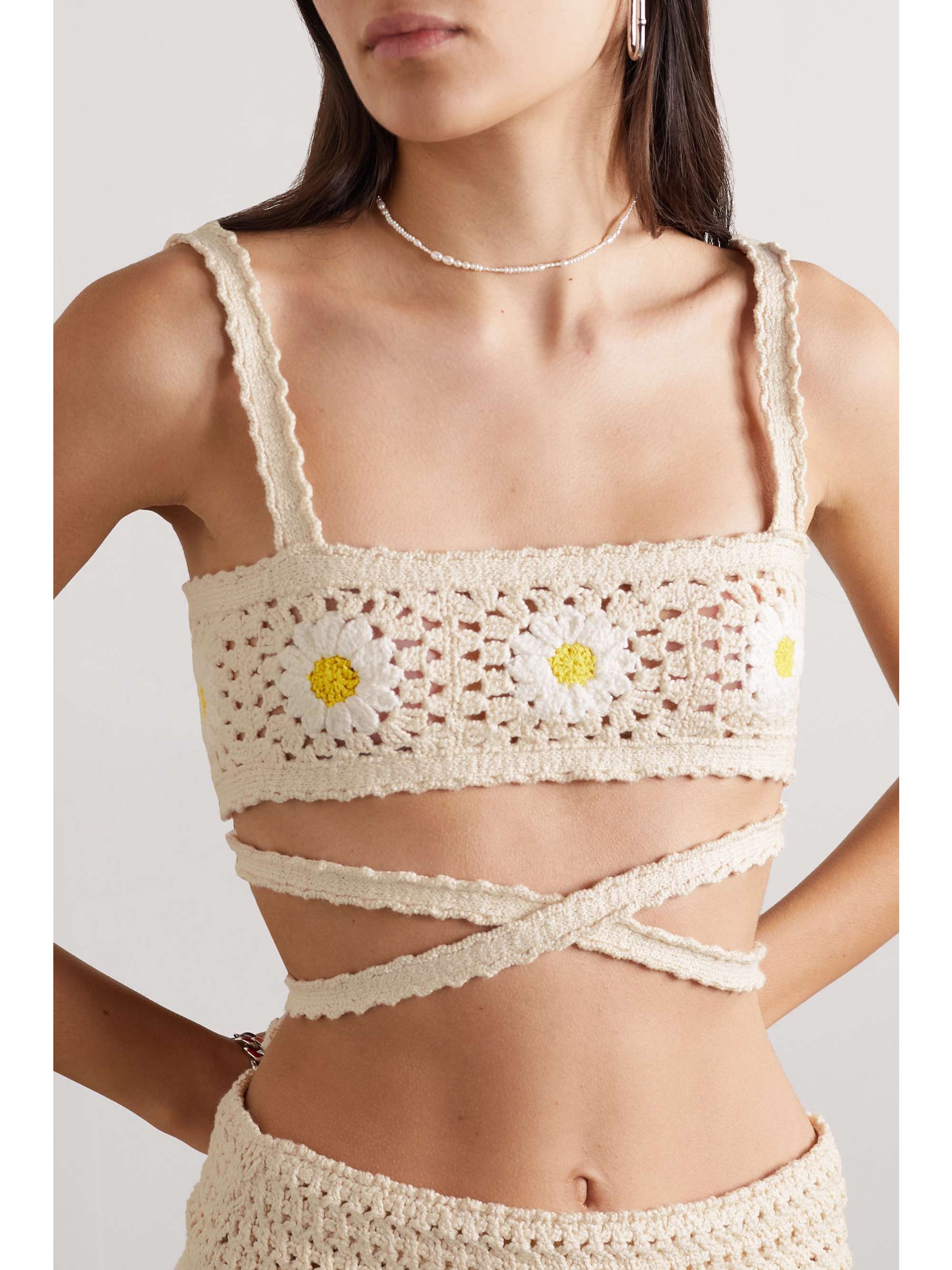 ALANUI Daisy lace-up crocheted cotton bralette