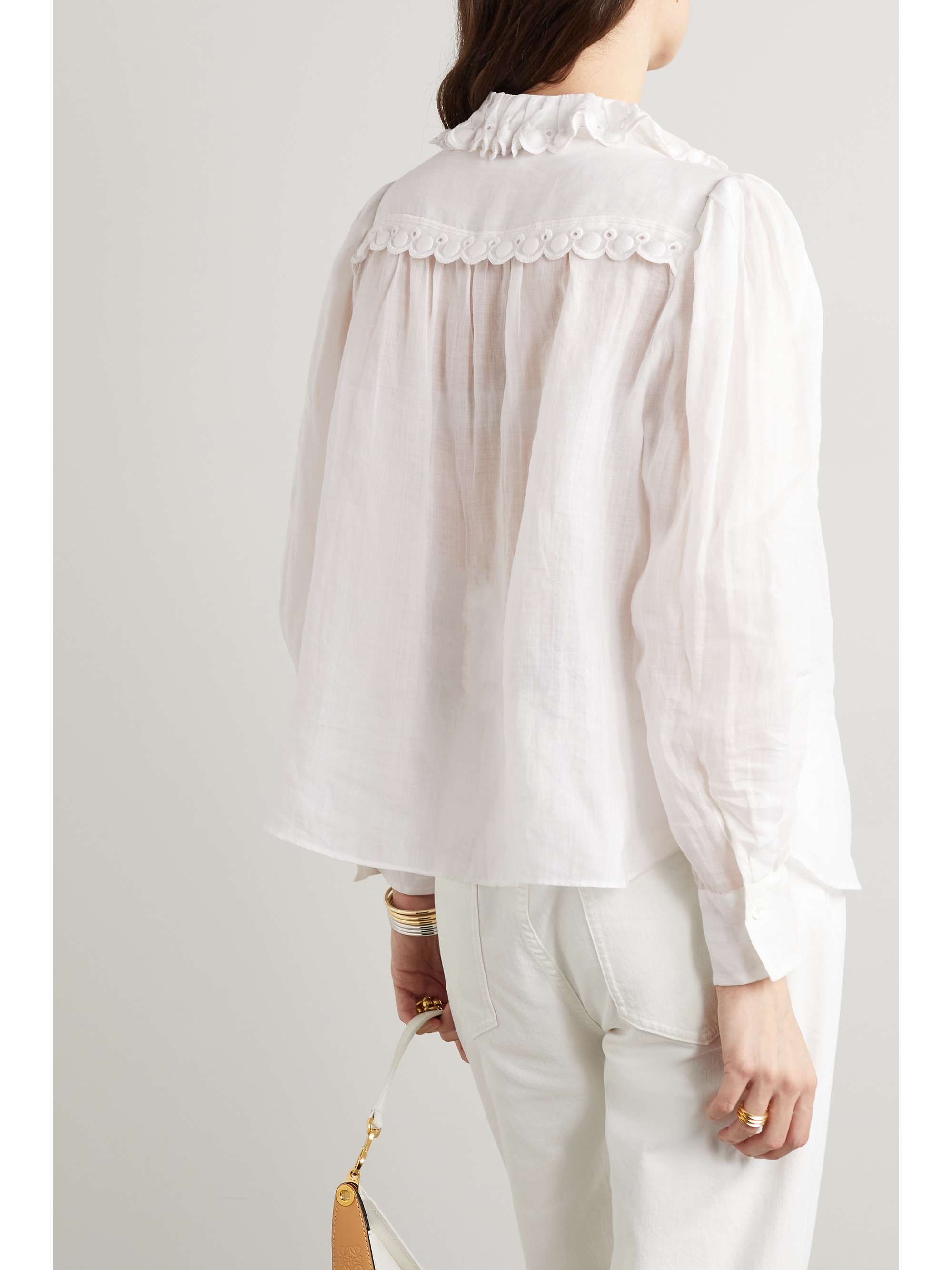 ISABEL MARANT Olinet scalloped broderie anglaise-trimmed ramie blouse ...