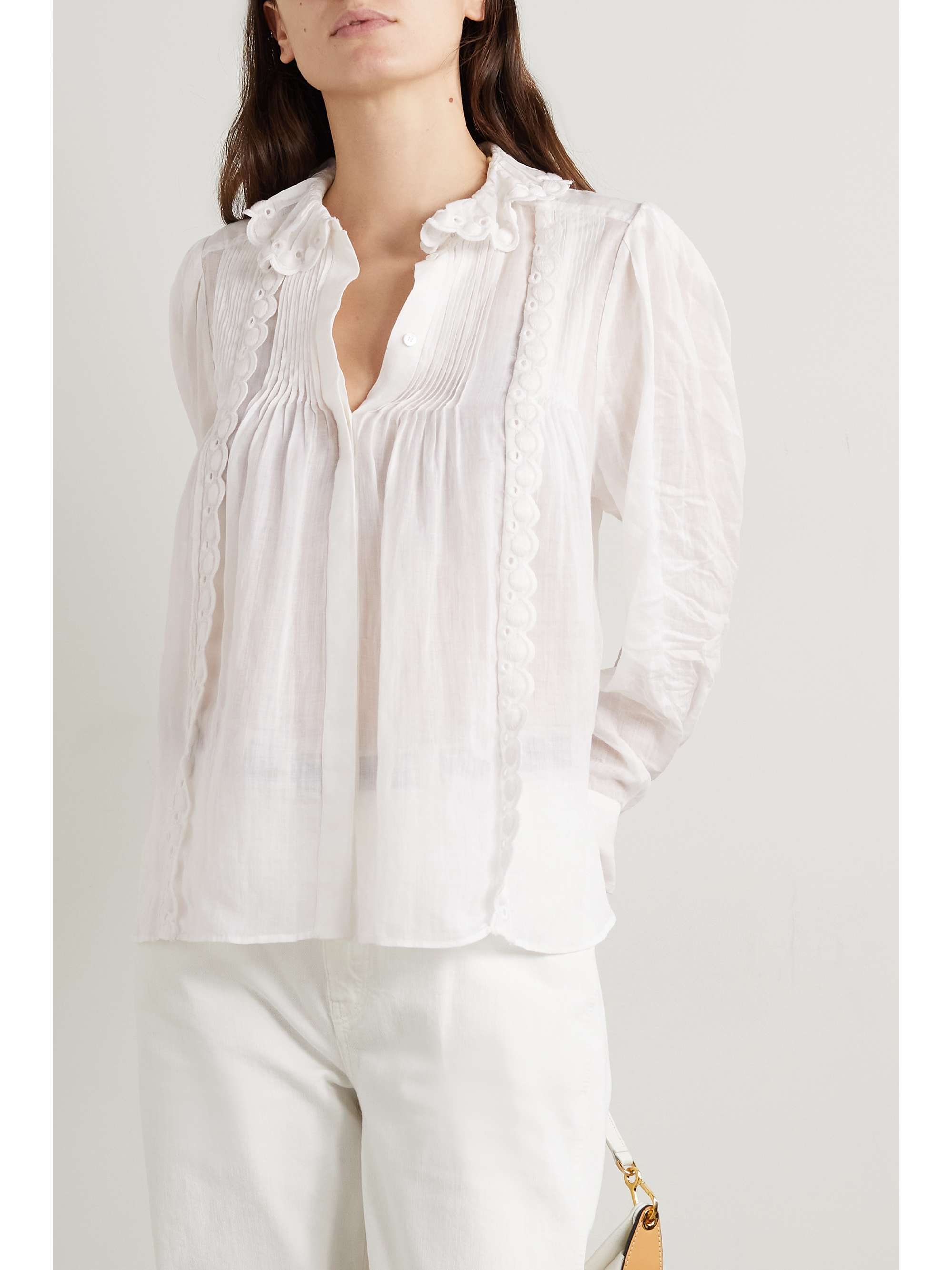 ISABEL MARANT Blouse en ramie à finitions en broderie anglaise et à festons Olinet