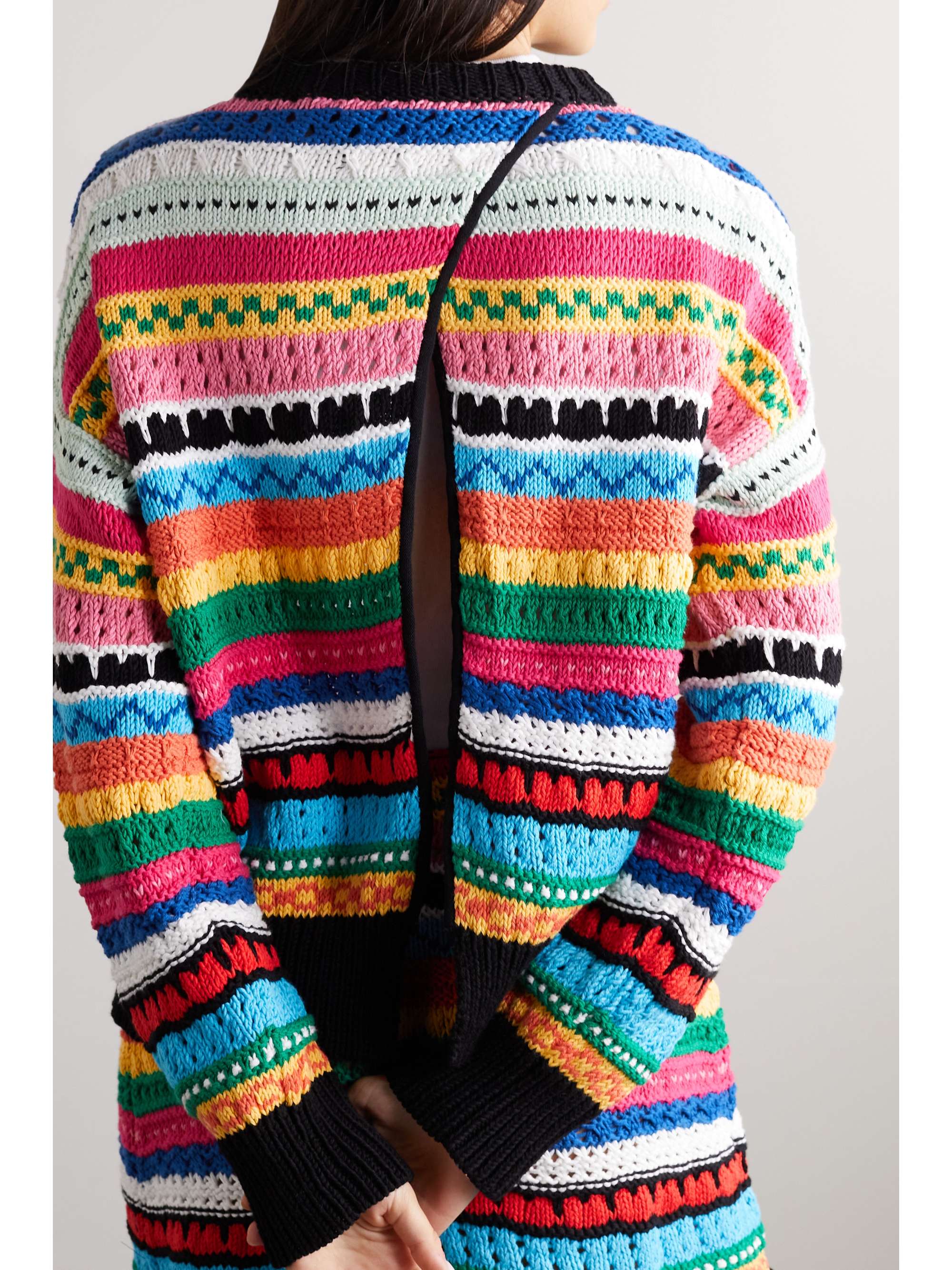 ALANUI Over The Horizon striped open-knit cotton sweater