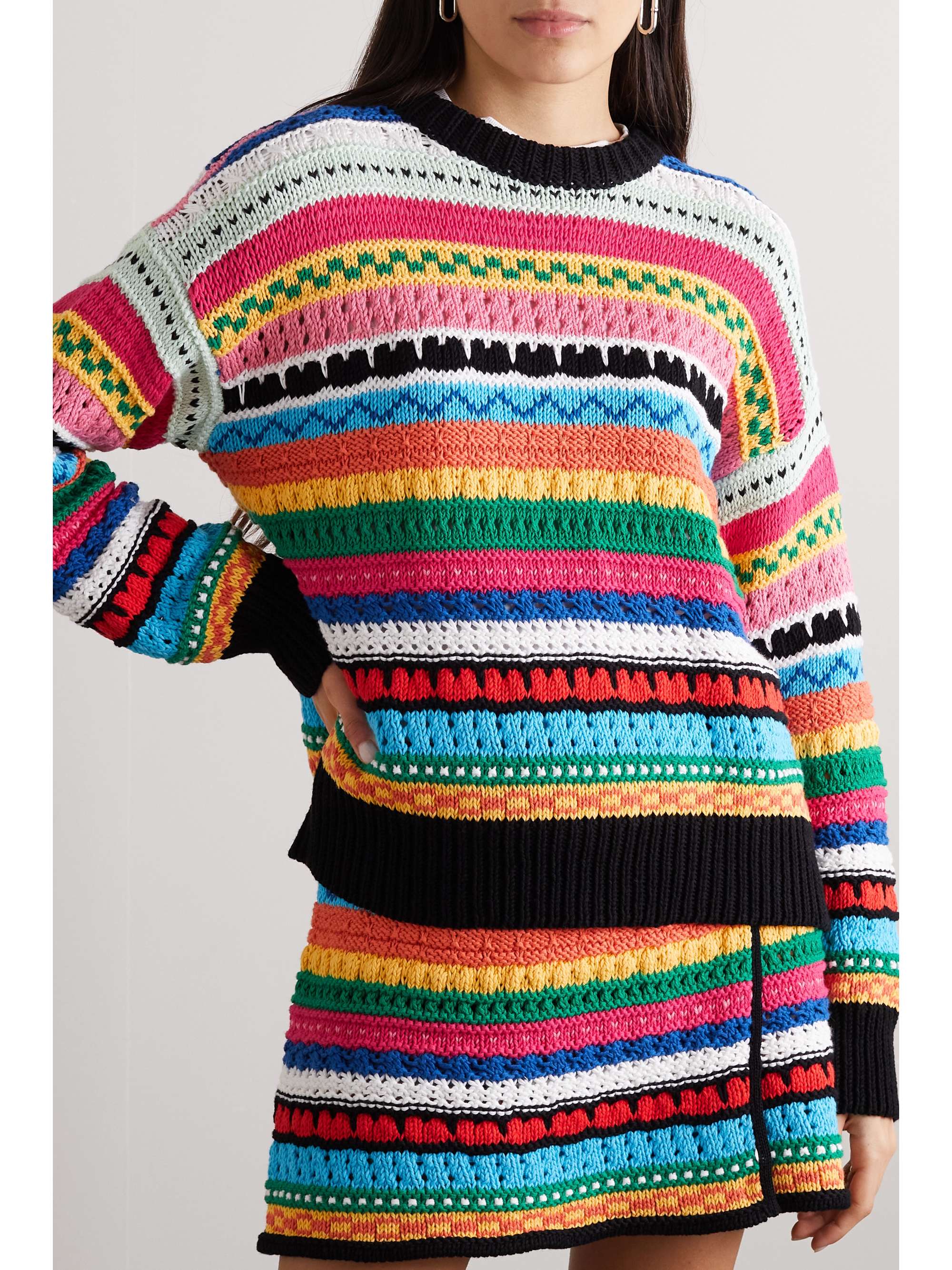 ALANUI Over The Horizon striped open-knit cotton sweater