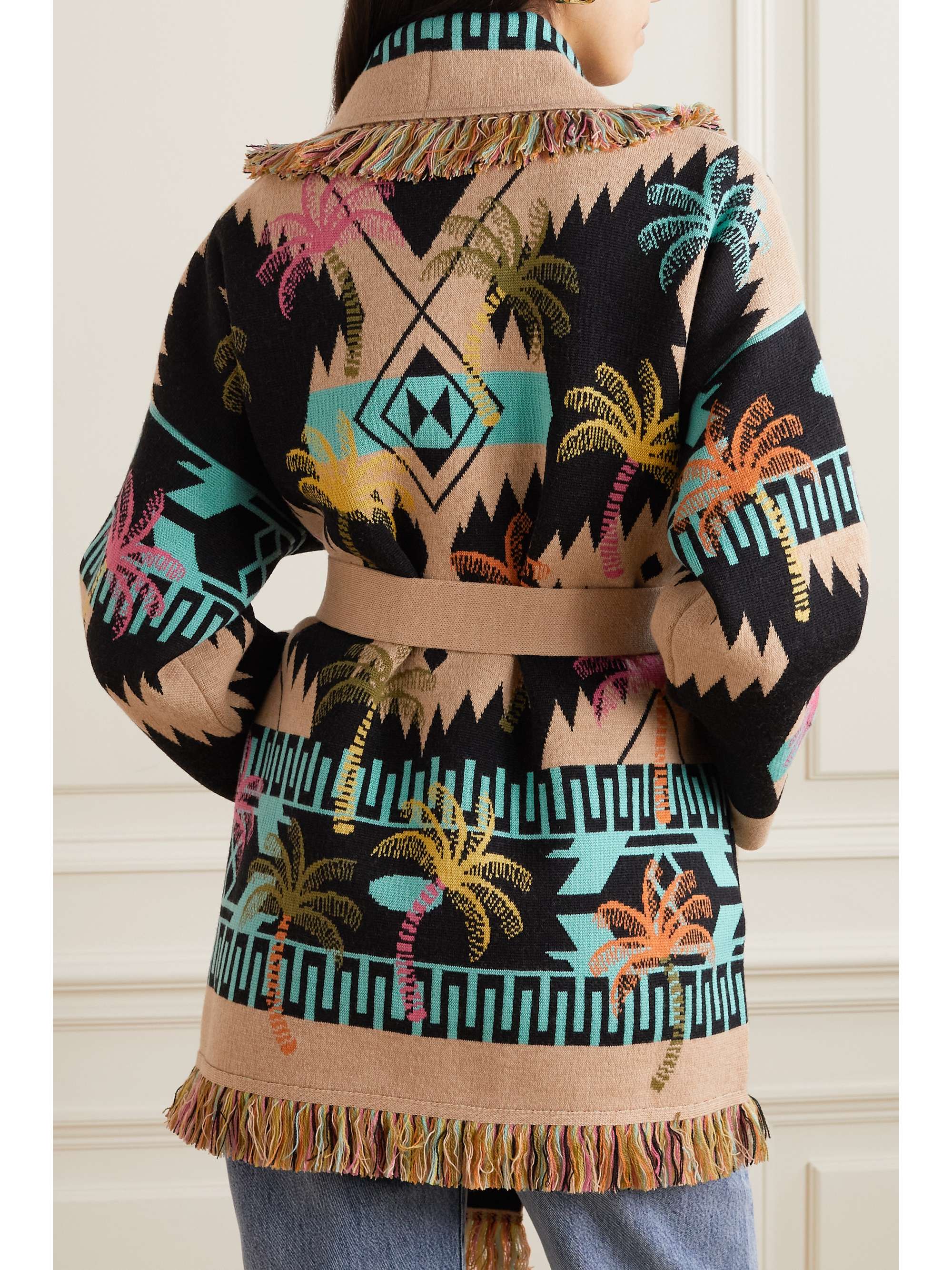ALANUI Icon belted fringed wool jacquard cardigan