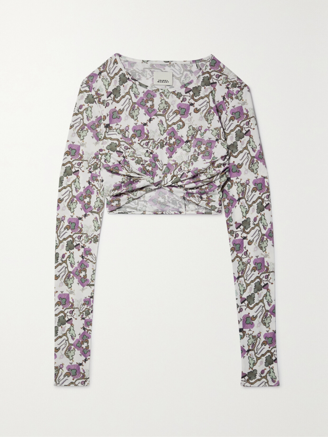 Isabel Marant - Jinea Cropped Twisted Printed Jersey Top - White