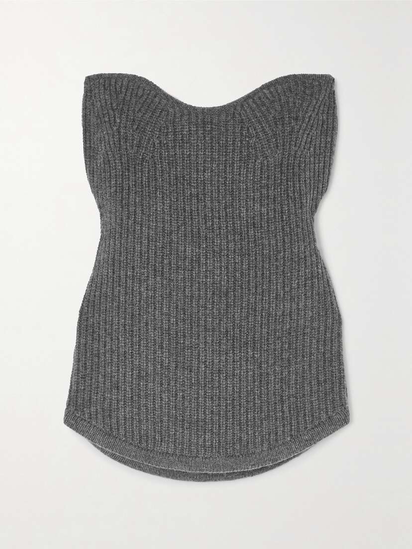 Isabel Marant Blaze Strapless Ribbed Wool And Cashmere-blend Top