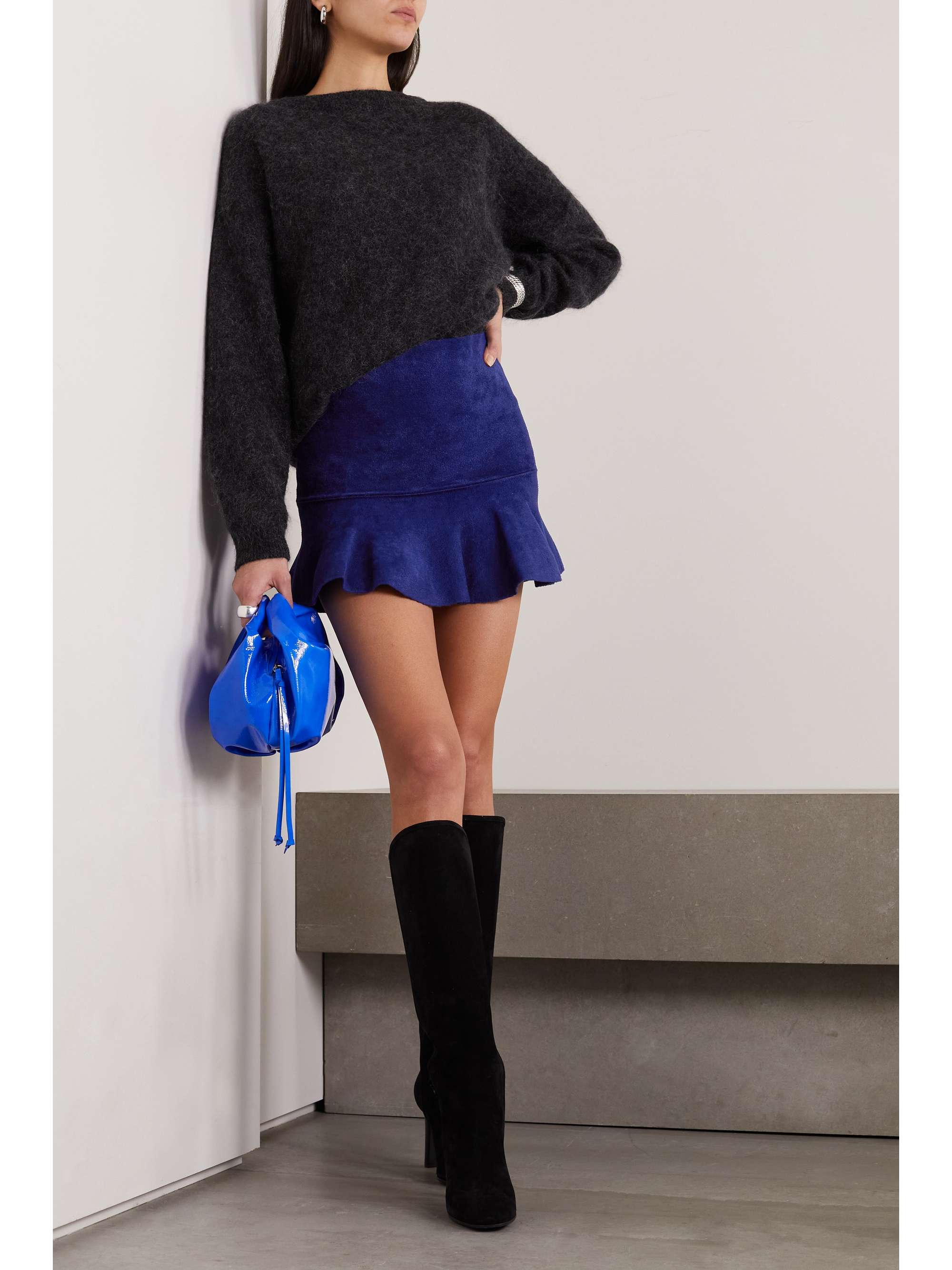 ISABEL MARANT Lenny brushed-velvet mini skirt