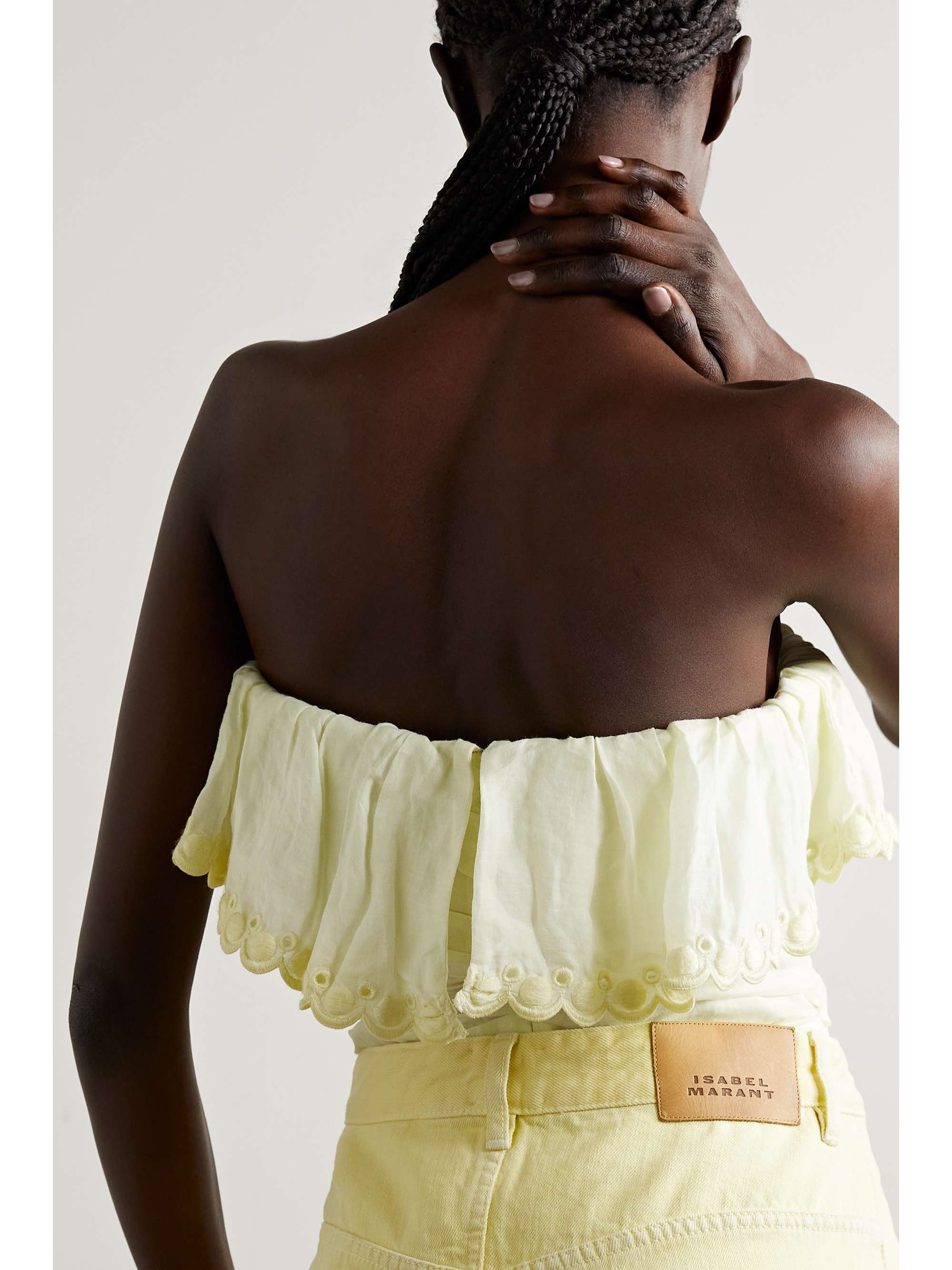 ISABEL MARANT Haut bustier en ramie à finitions en broderie anglaise Orma