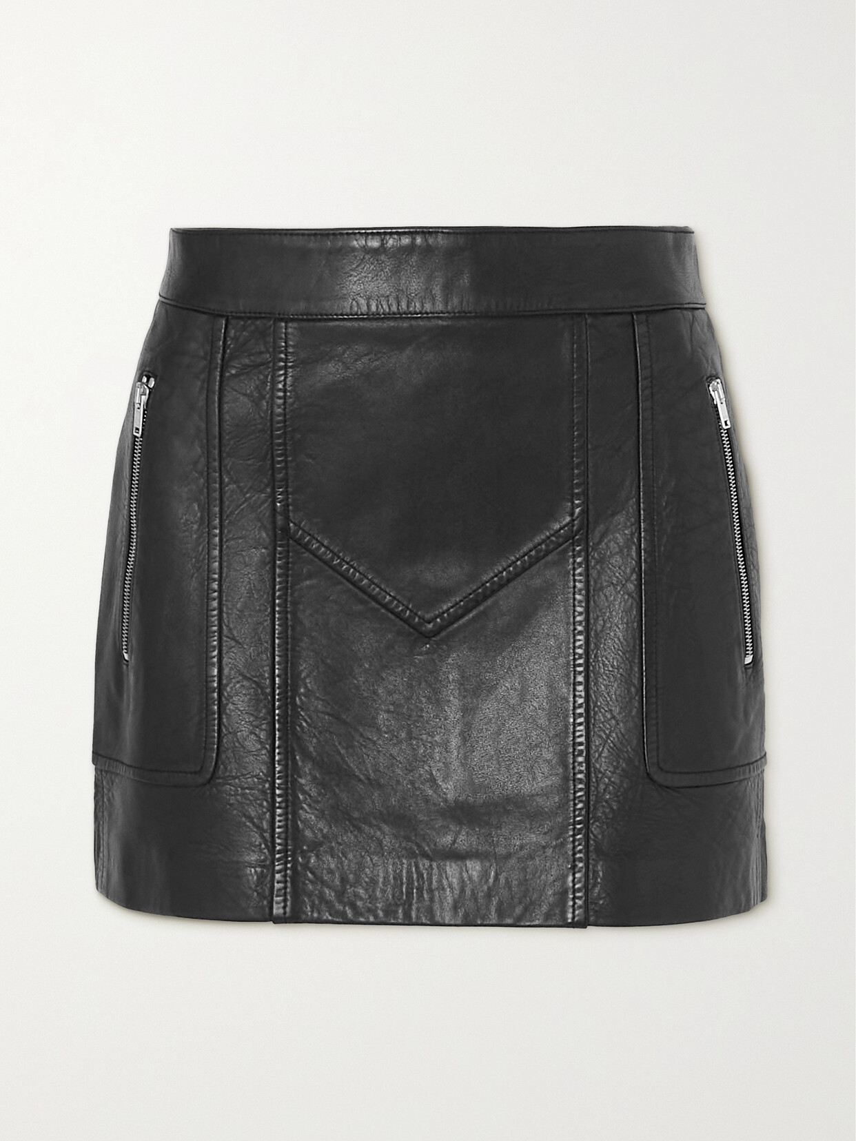 Isabel Marant - Azizae Paneled Crinkled-leather Mini Skirt - Black