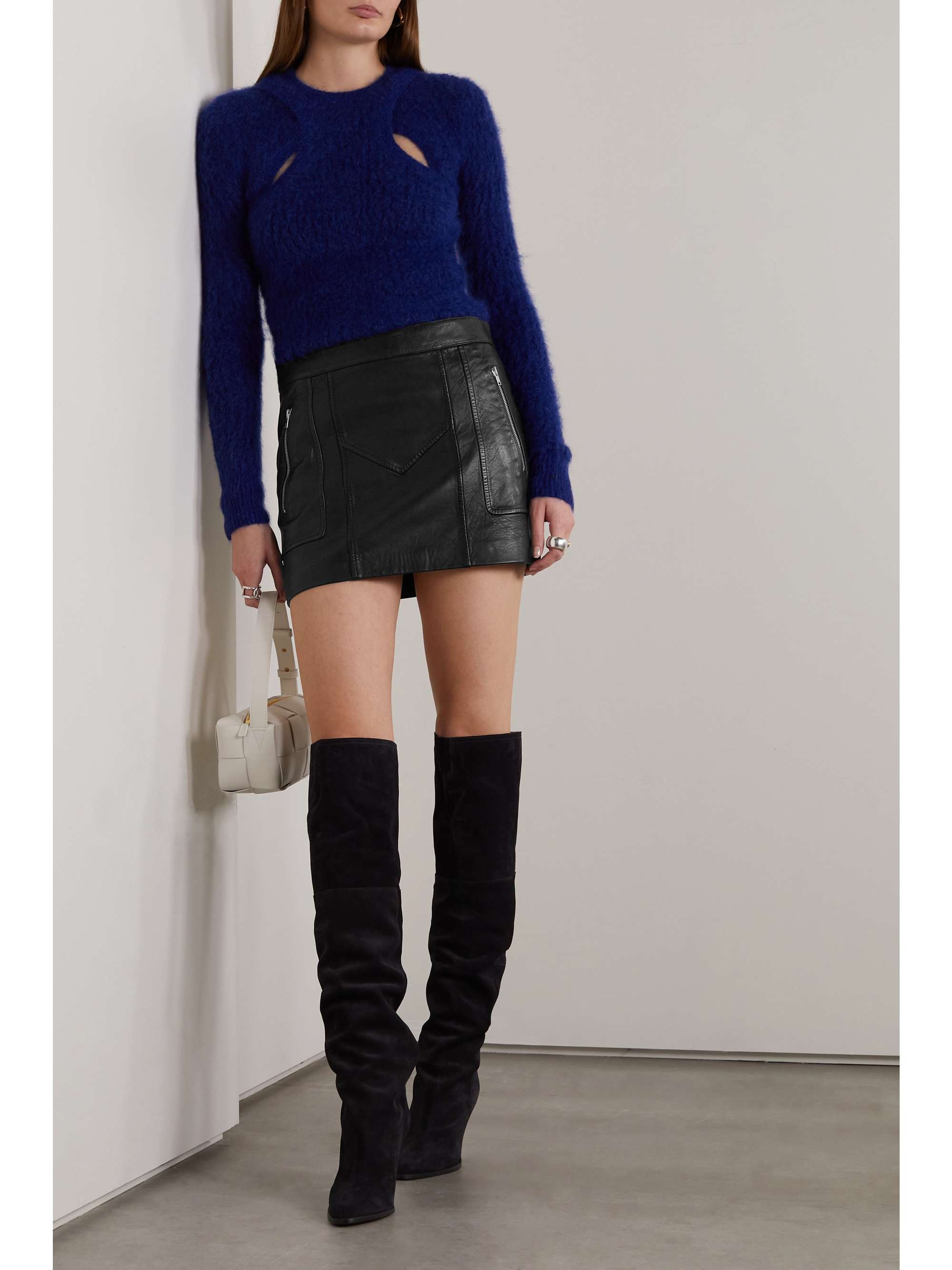 ISABEL MARANT Azizae paneled crinkled-leather skirt | NET-A-PORTER