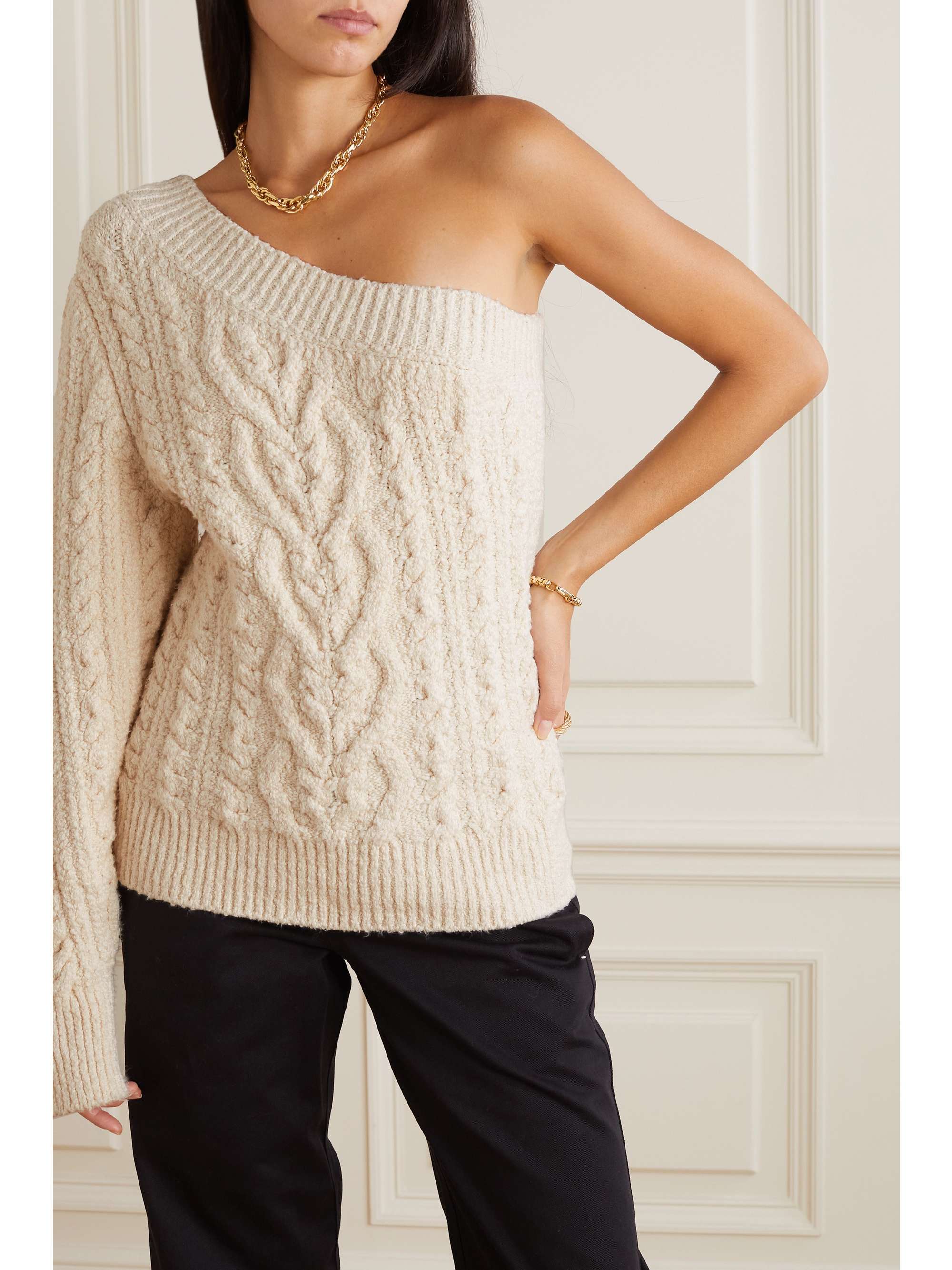 ISABEL MARANT Pull asymétrique en coton mélangé à mailles torsadées Blaine