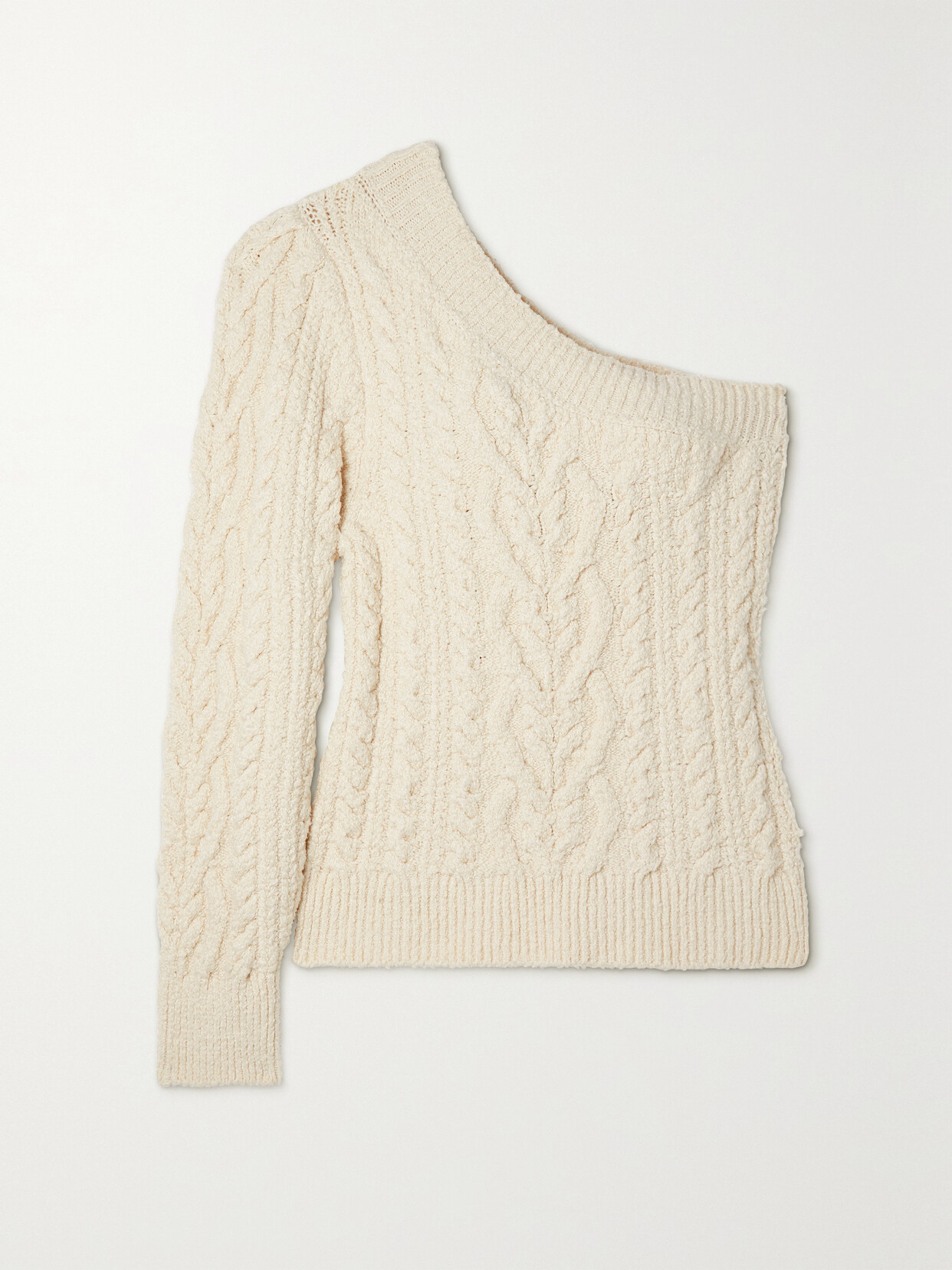 Isabel Marant - Blaine One-shoulder Cable-knit Cotton-blend Sweater - Ecru