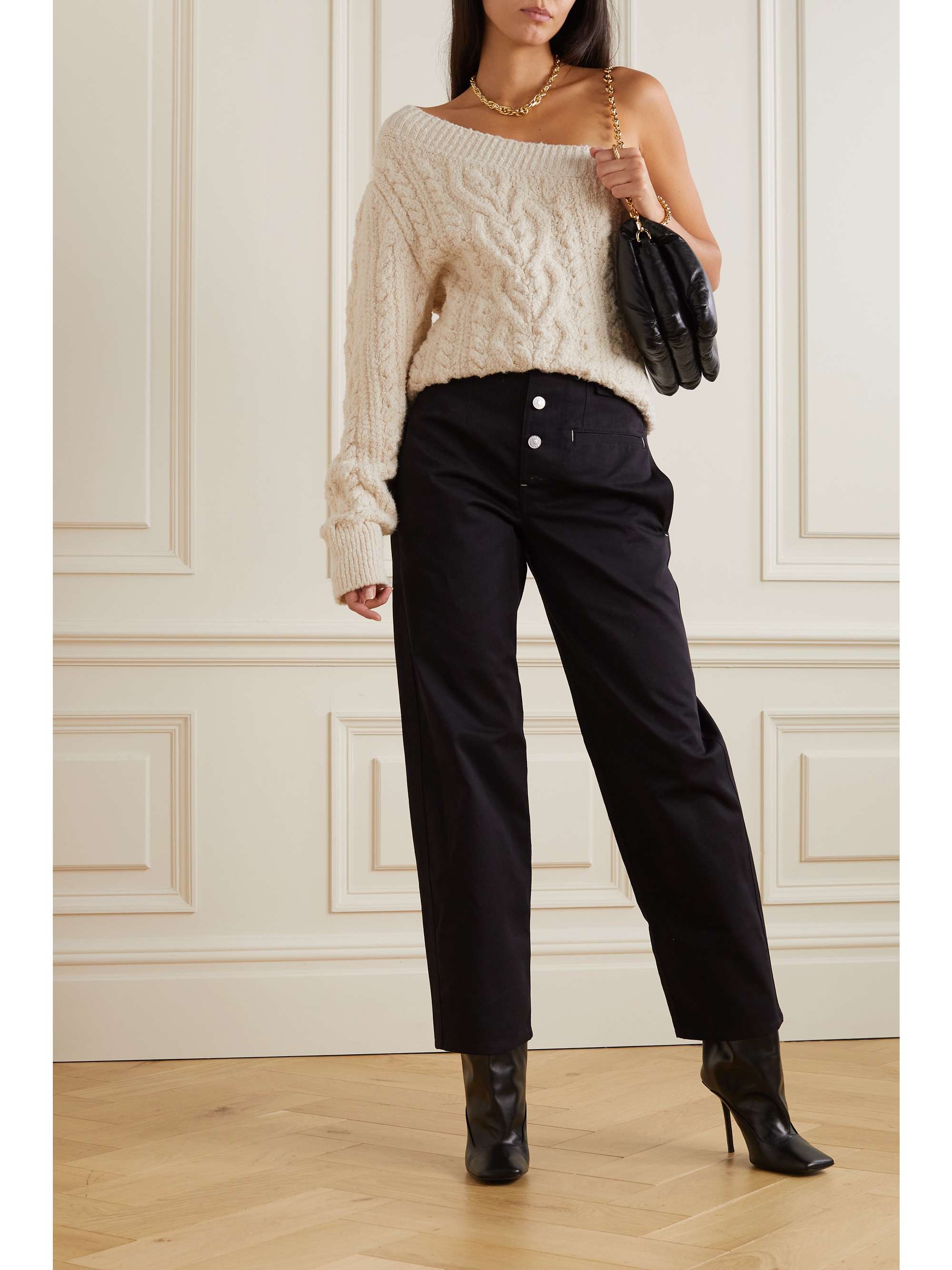 ISABEL MARANT Pull asymétrique en coton mélangé à mailles torsadées Blaine