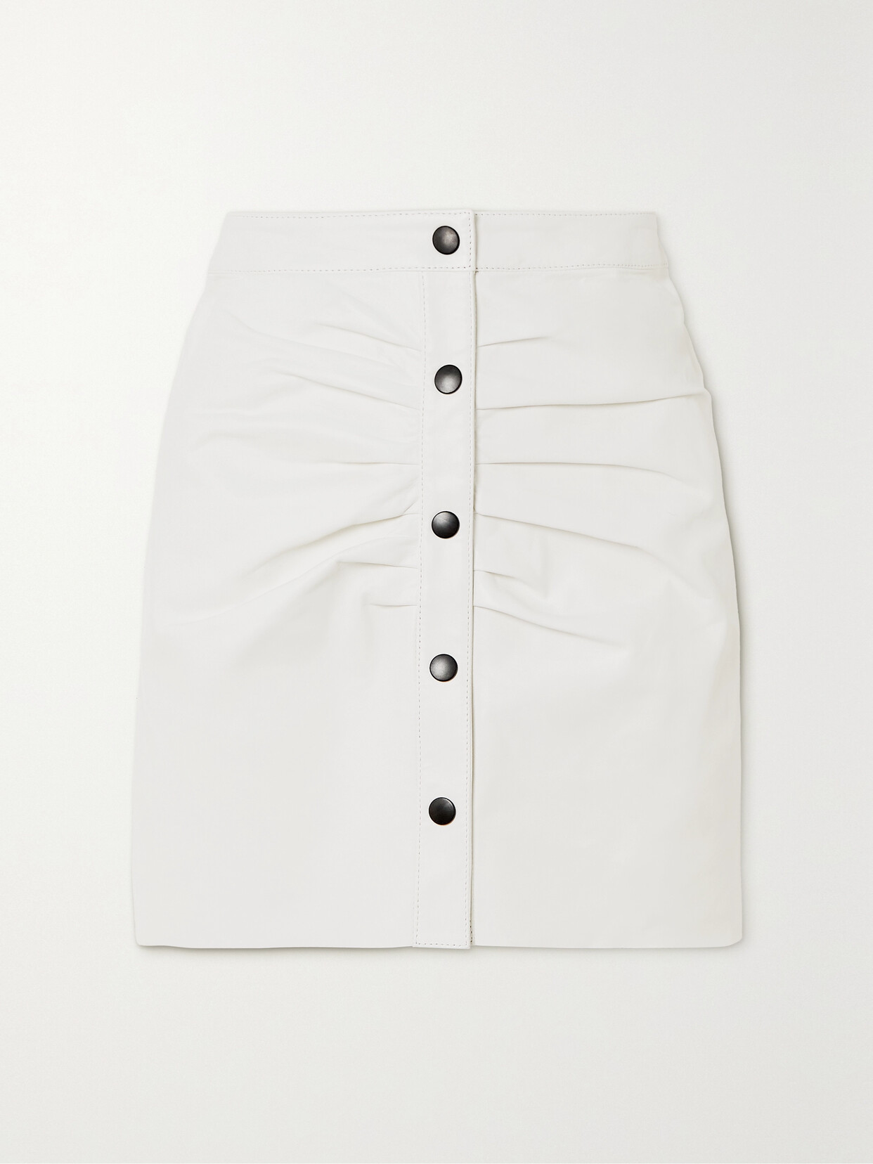 Isabel Marant - Carvelio Ruched Leather Mini Skirt - White