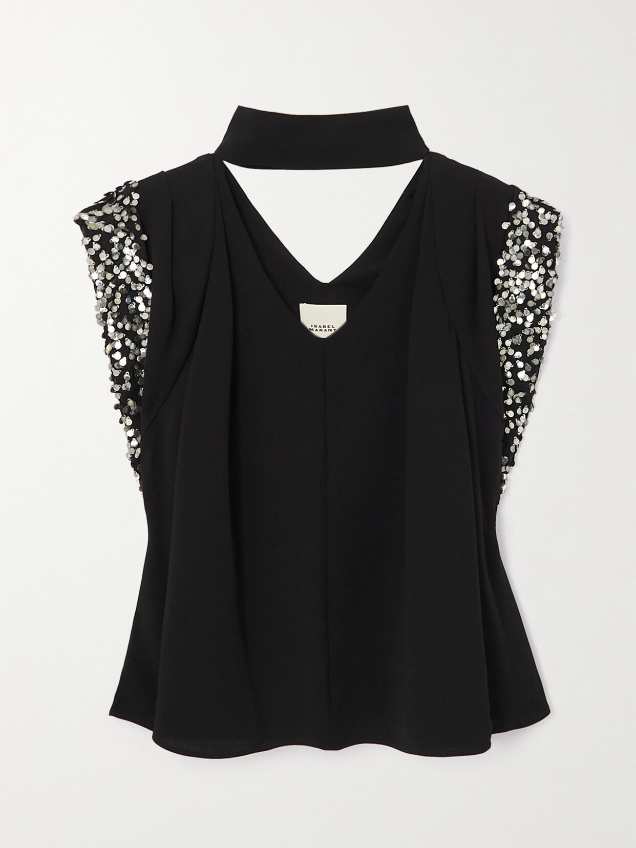 Isabel Marant - Lenia Cutout Sequin-embellished Crepe De Chine Blouse - Black