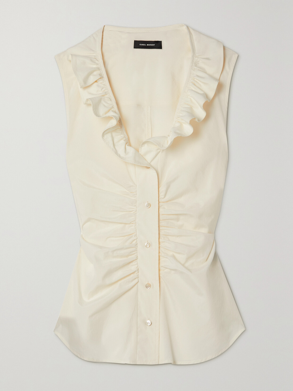 Isabel Marant - Camenio Ruffled Silk And Cotton-blend Top - Ecru