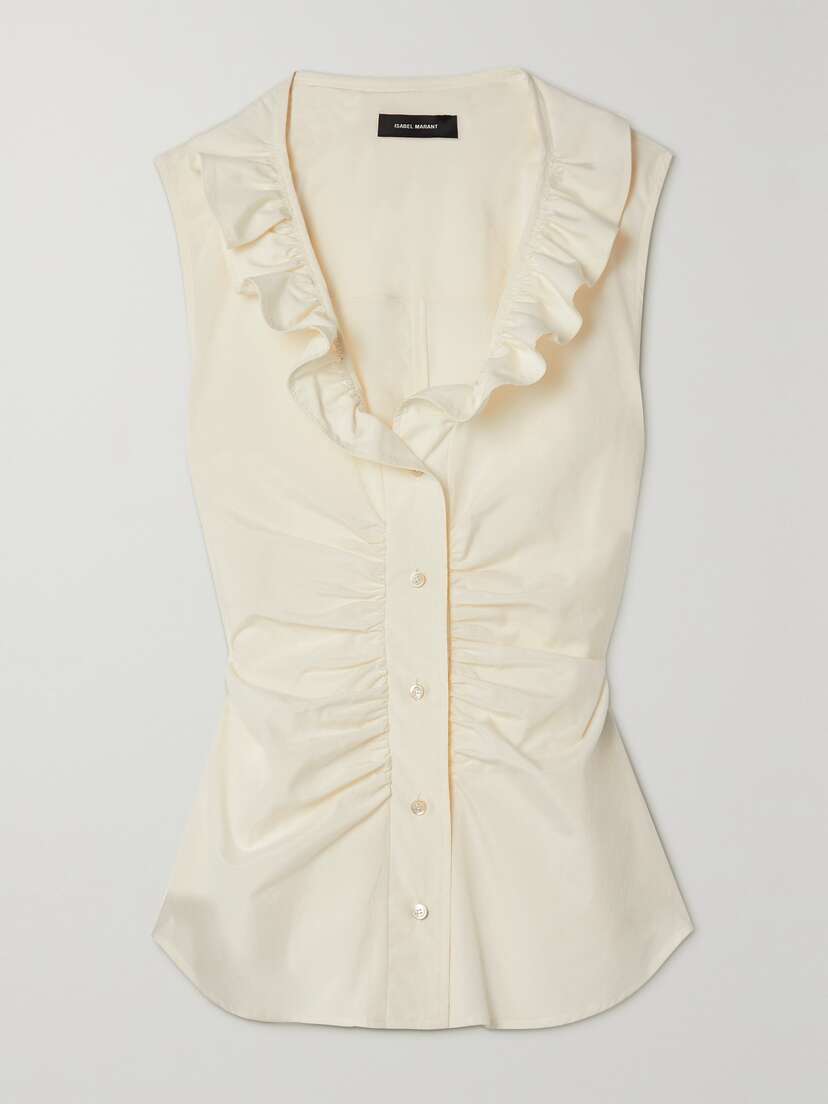 Isabel Marant Camenio Ruffled Silk And Cotton-blend Top