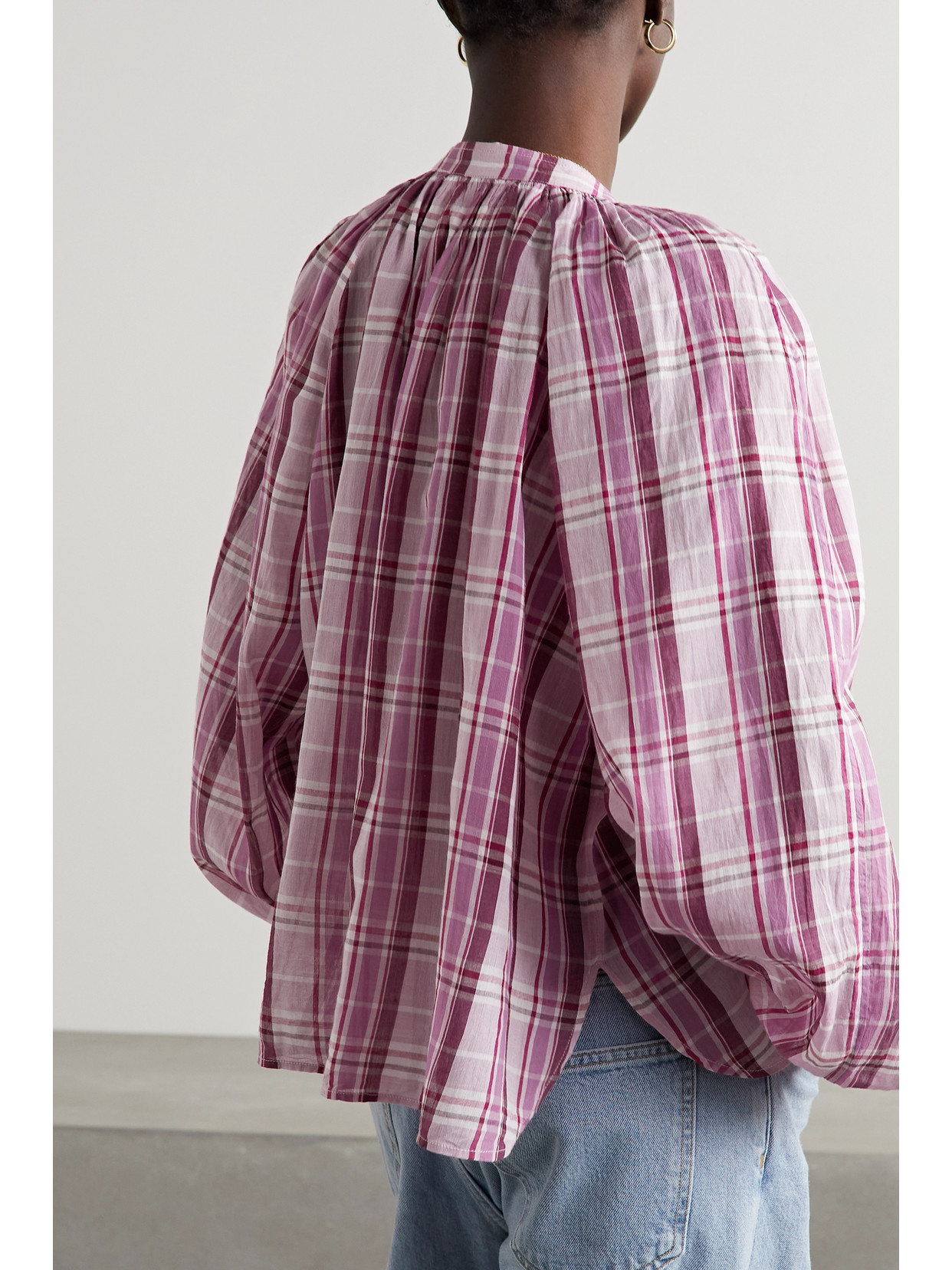 ISABEL MARANT ÉTOILE BLANDINE CHECKED COTTON-VOILE BLOUSE