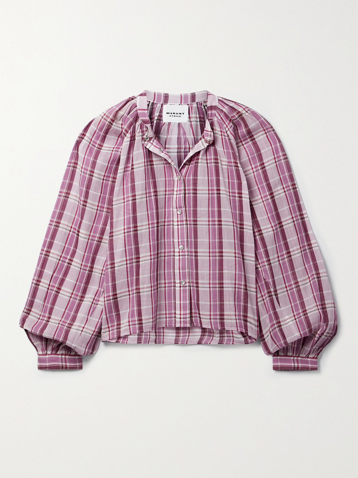 Isabel Marant Étoile Blandine Checked Cotton-voile Blouse In Pink