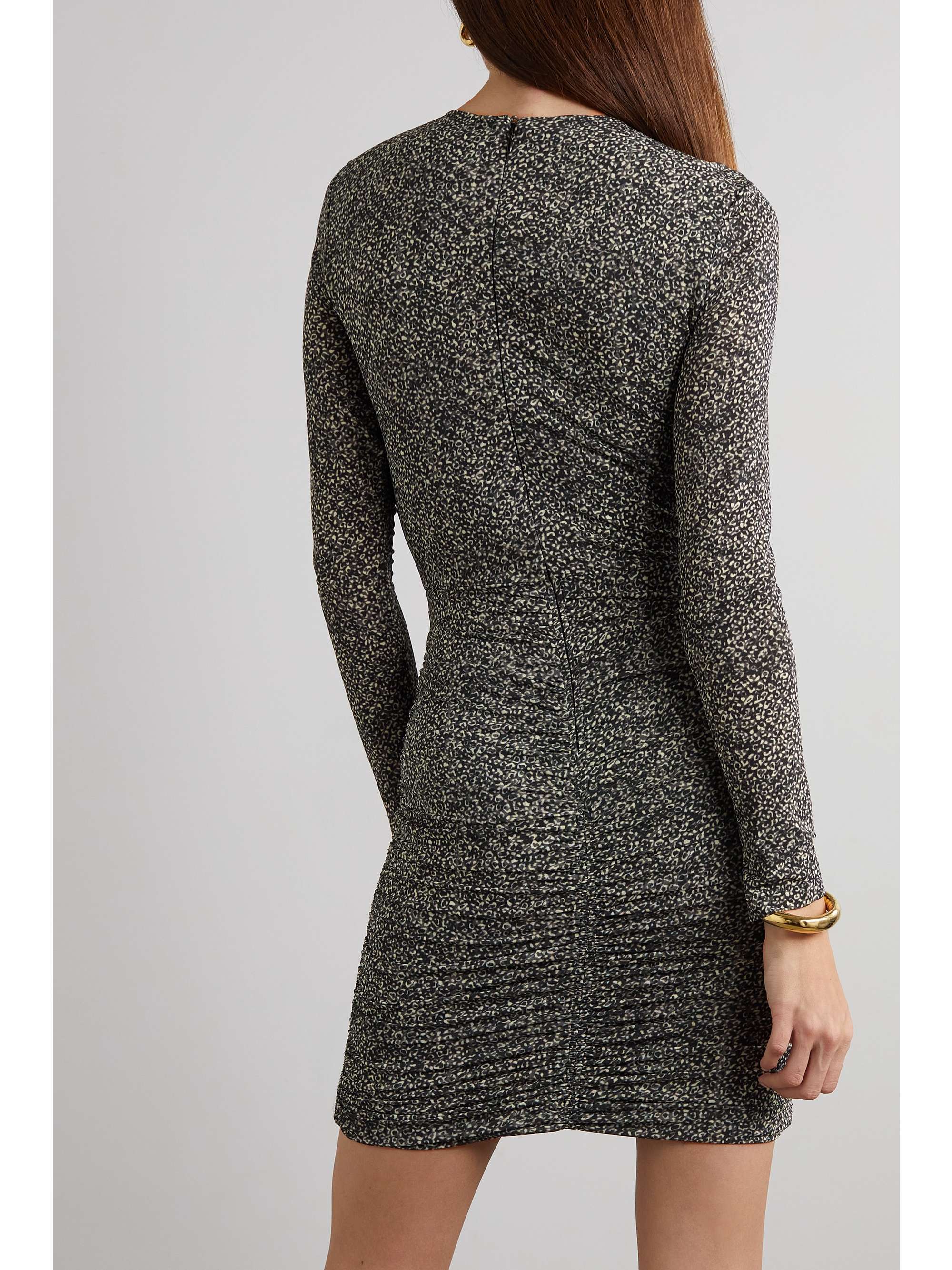 ISABEL MARANT Jana cutout ruched printed stretch-jersey mini dress