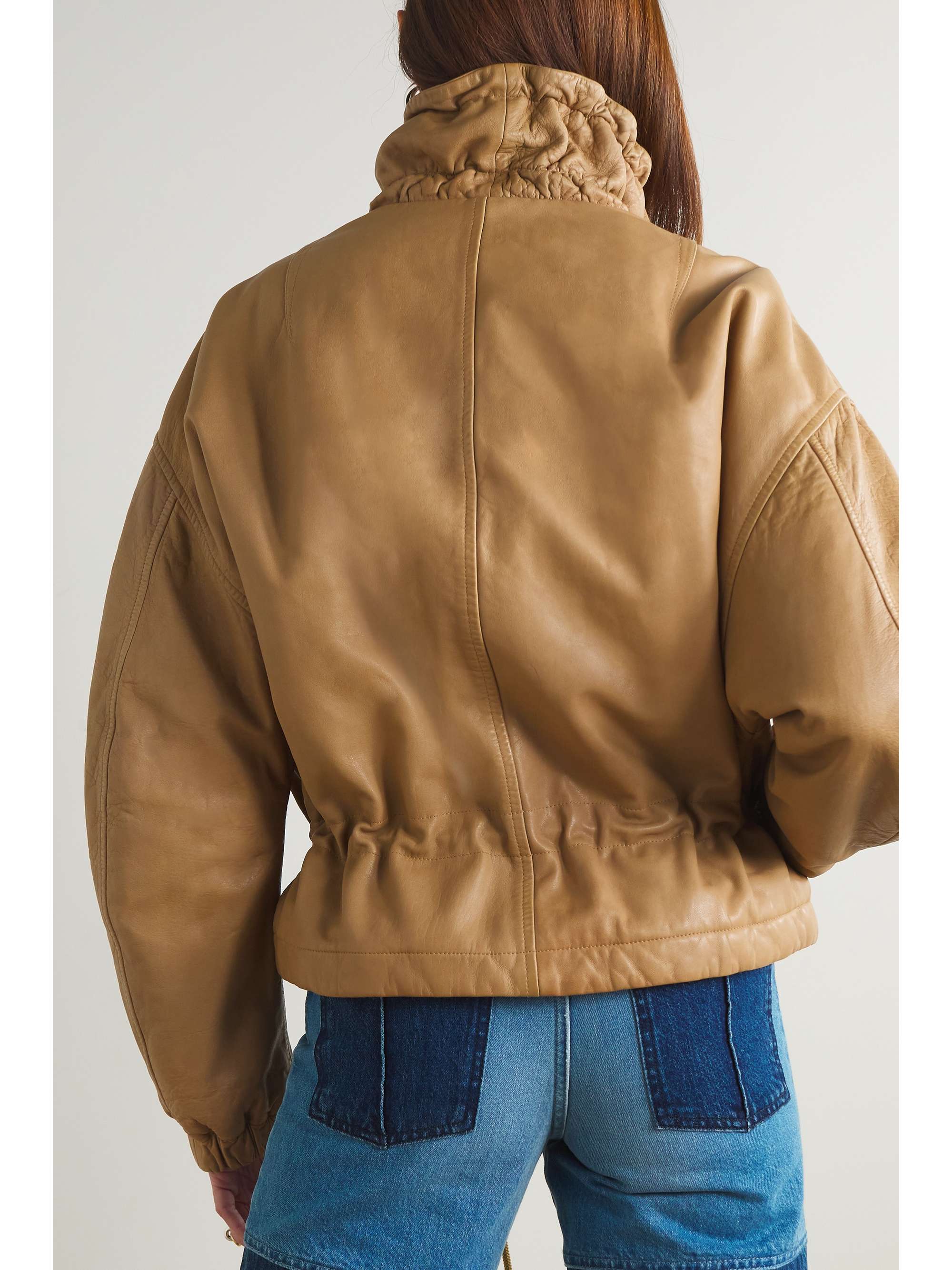 ISABEL MARANT Akiras gathered textured-leather jacket | NET-A-PORTER