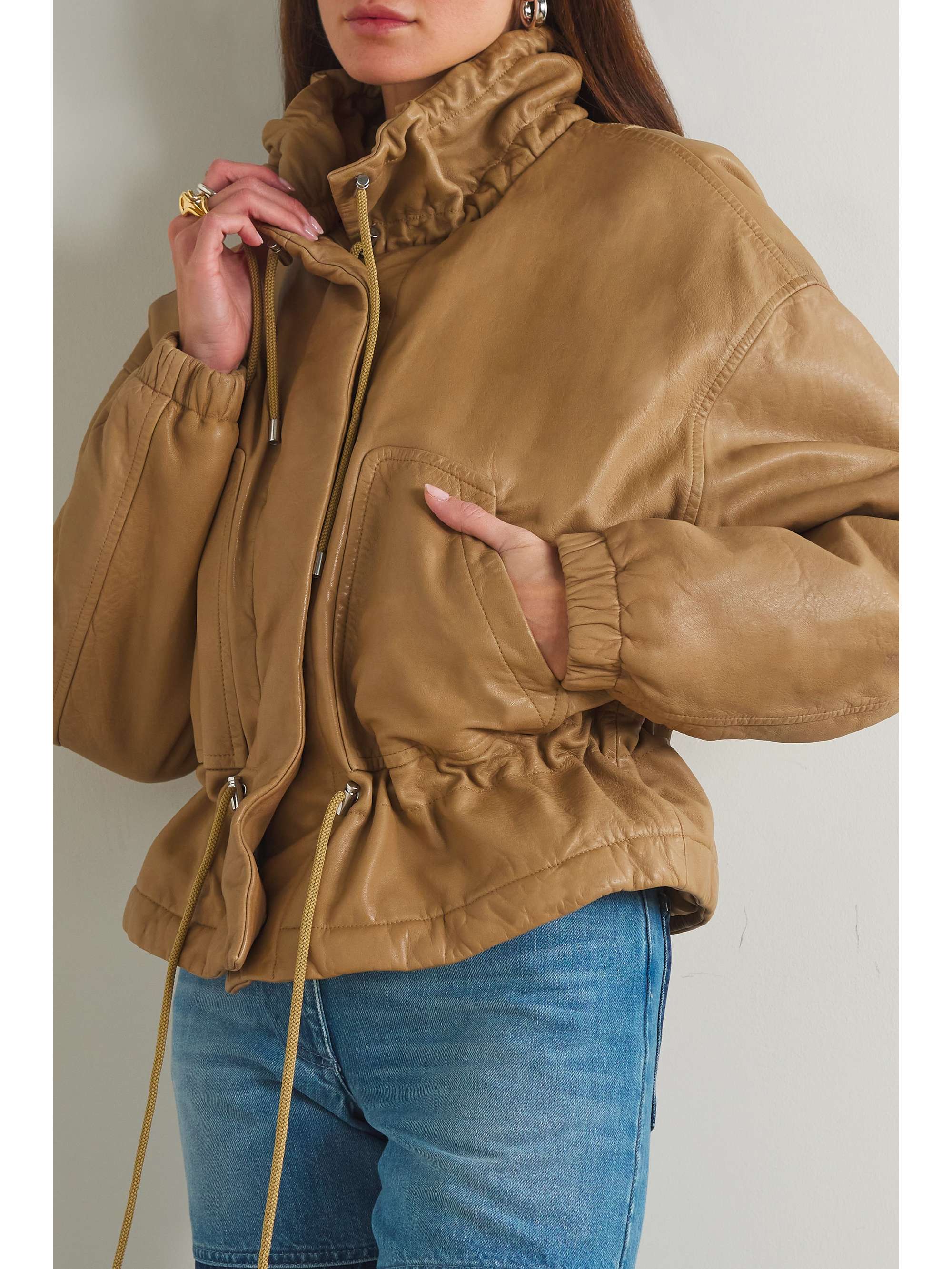 ISABEL MARANT Akiras gathered textured-leather jacket
