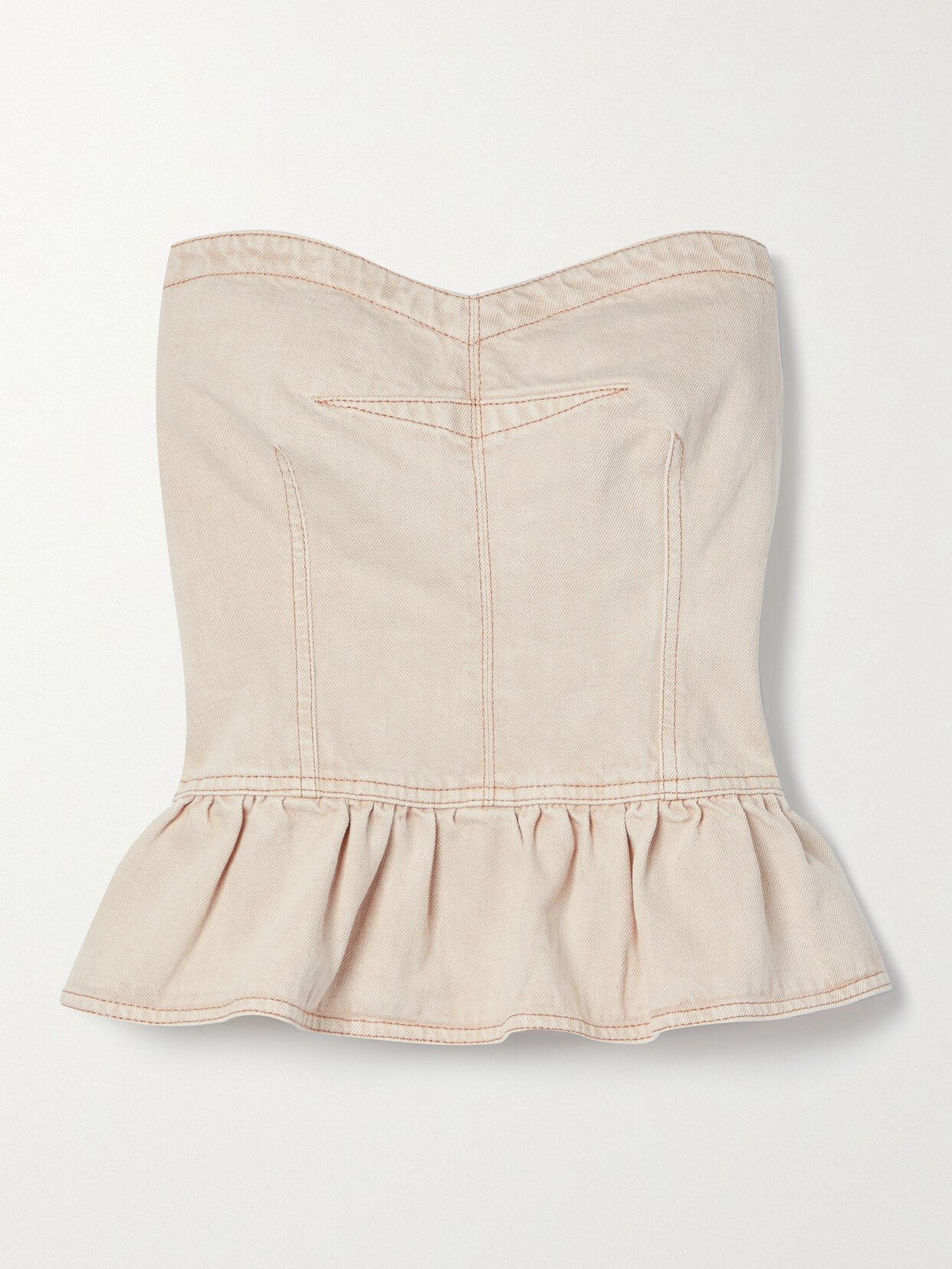 Marant Étoile Solizinia Strapless Denim Peplum Top - Ecru