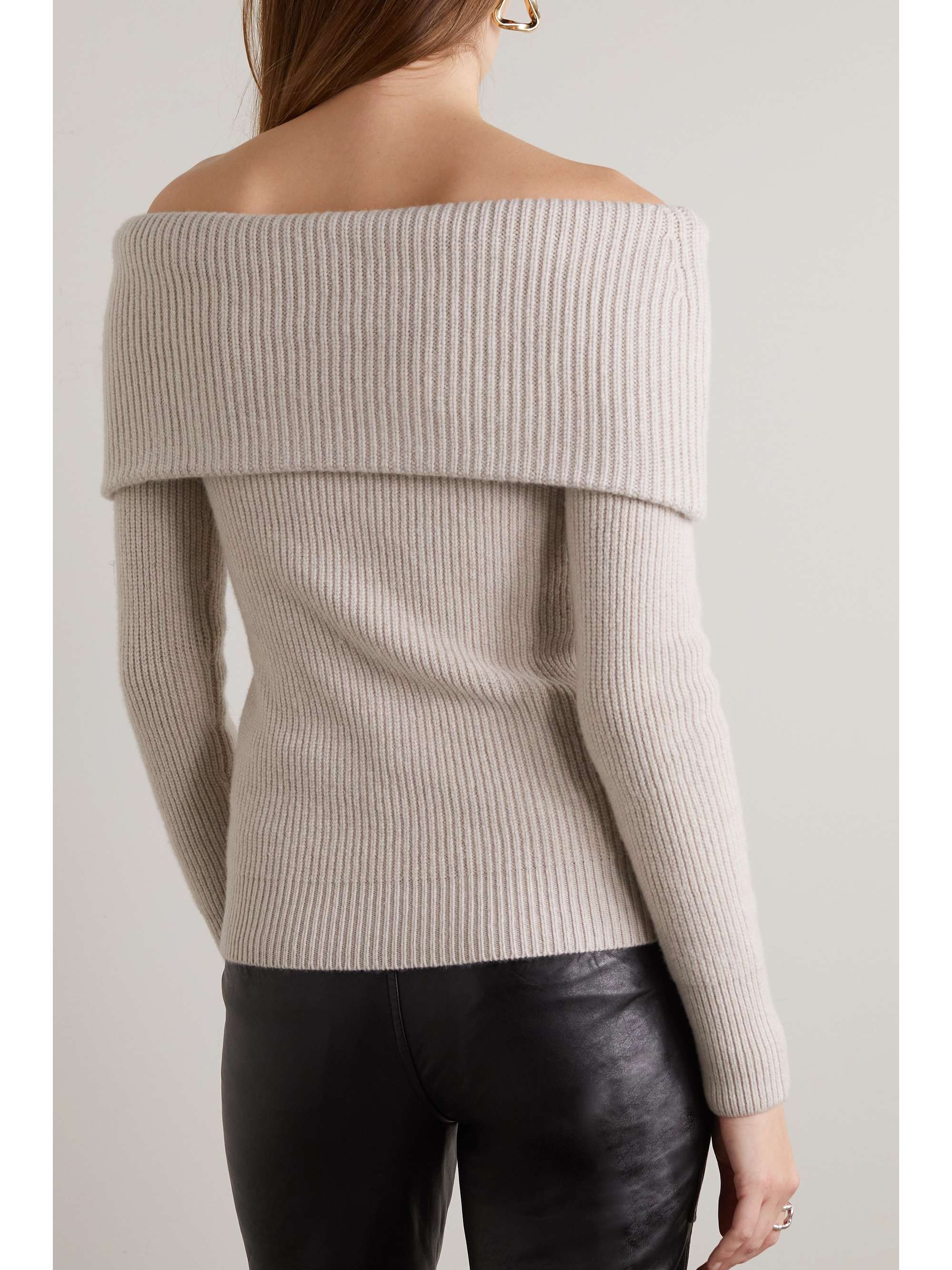 ISABEL MARANT Pull épaules nues en laine et cachemire mélangés côtelés Baya