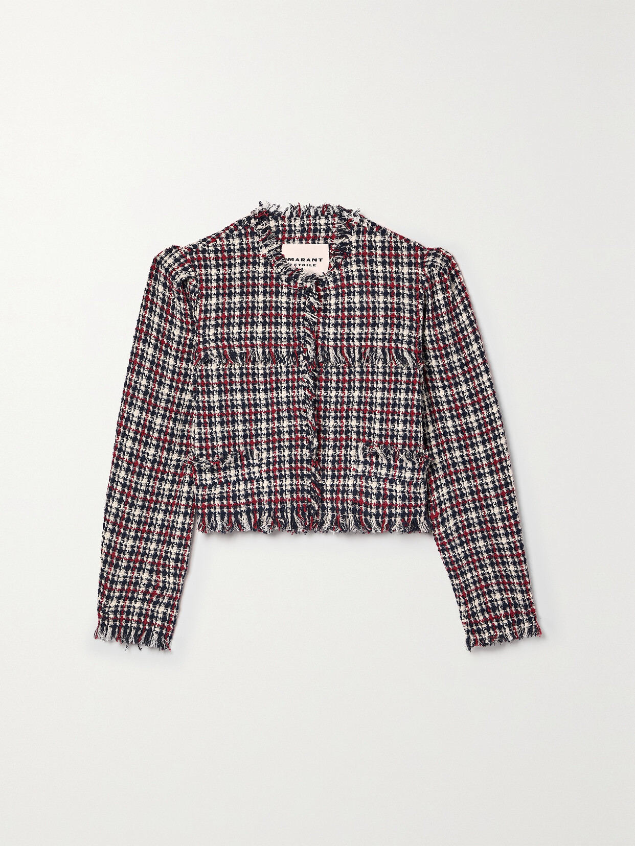 Marant Étoile Nameo Cropped Fringed Cotton-blend Tweed Jacket - Red