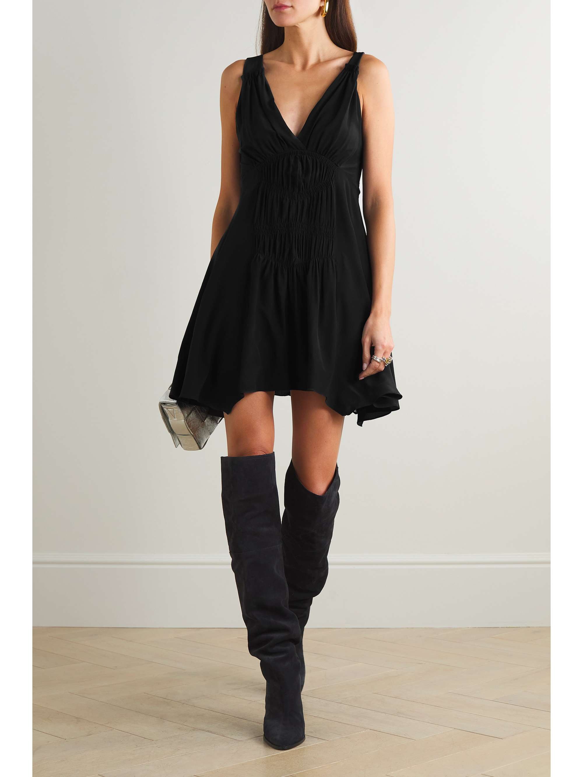 ISABEL MARANT Nalatia gathered silk crepe de chine mini dress