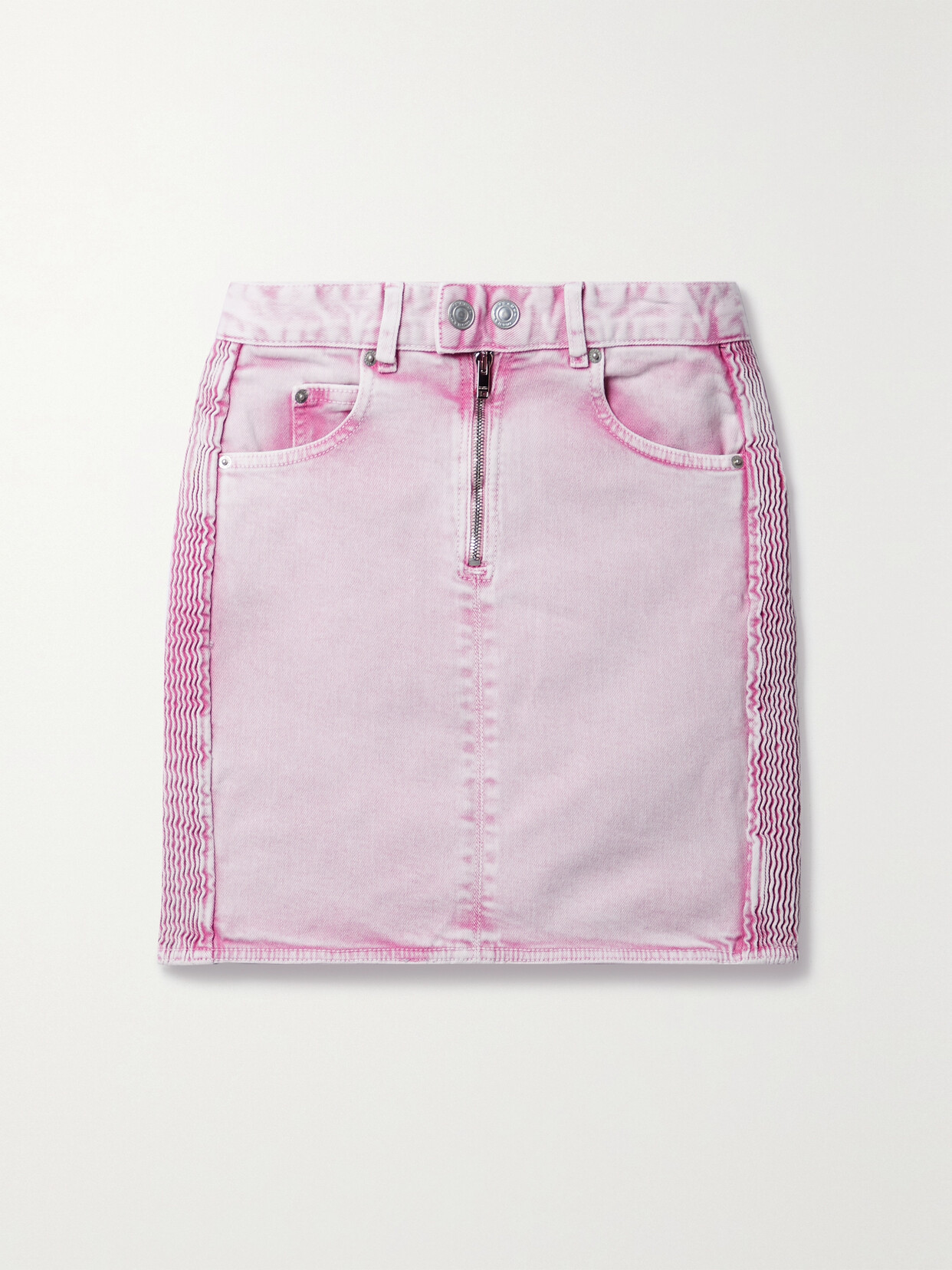 Isabel Marant - Vabelia Shirred Denim Mini Skirt - Pink