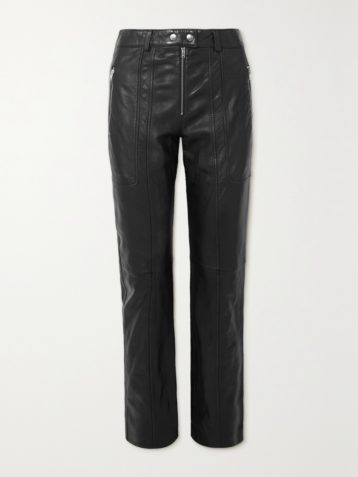 Isabel Marant - Anazia Paneled Leather Slim-leg Pants - Black