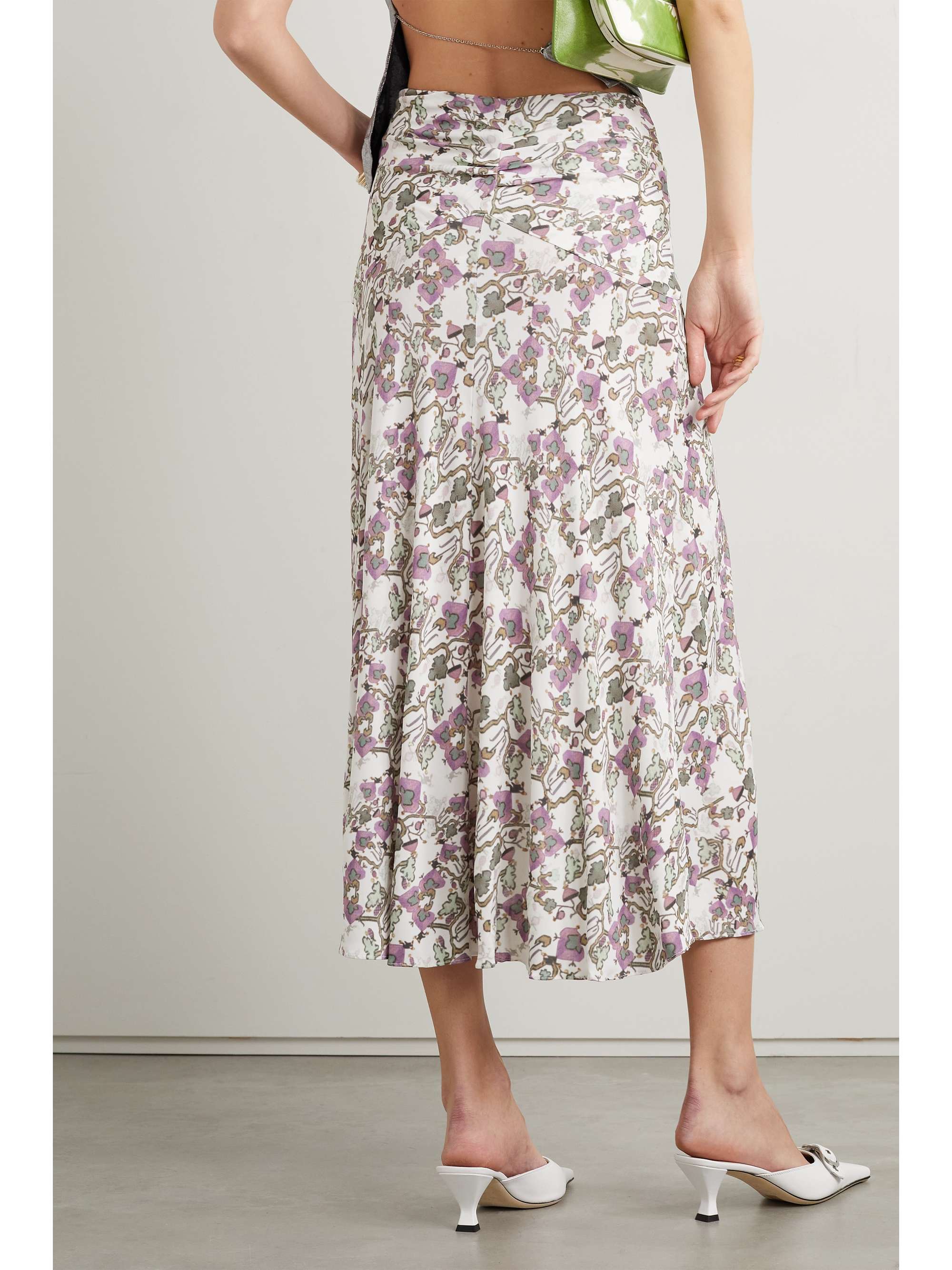 ISABEL MARANT Jupe midi en jersey stretch à imprimé fleuri et à torsade Juneo