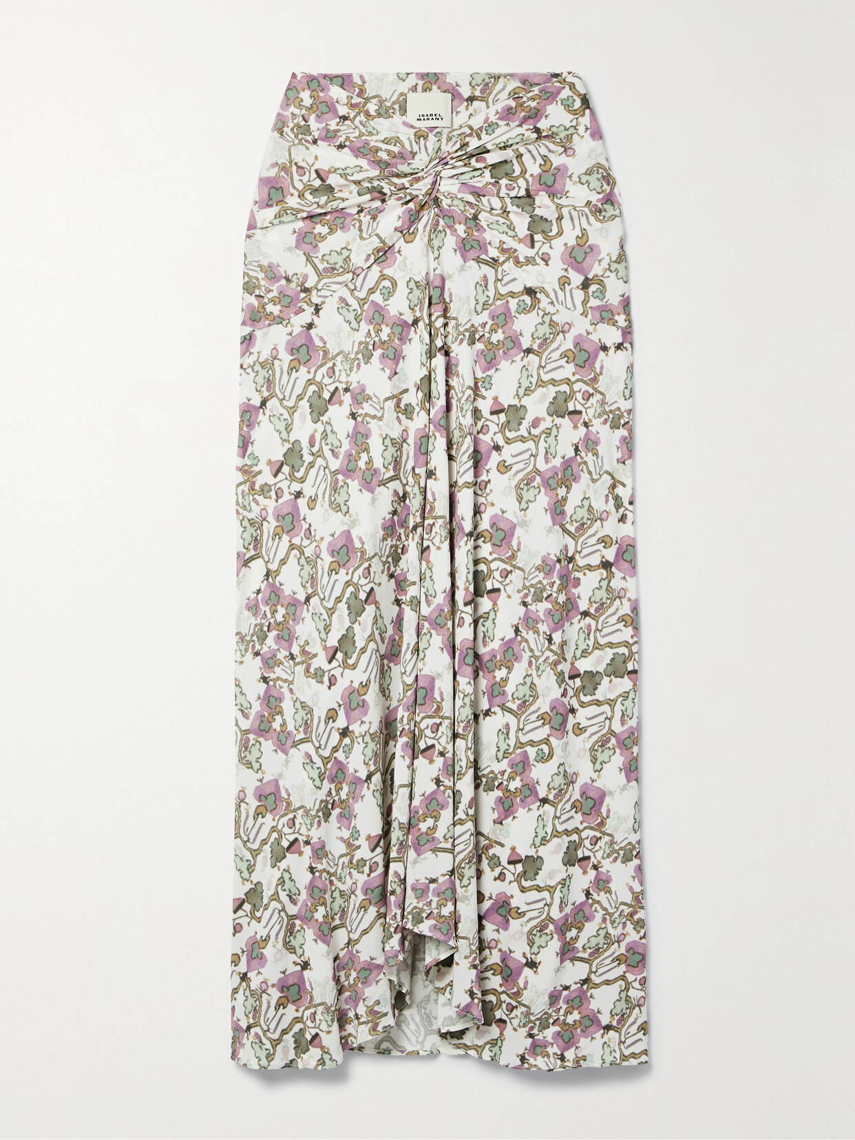 Isabel Marant - Juneo Twist-front Floral-print Stretch-jersey Midi Skirt - White