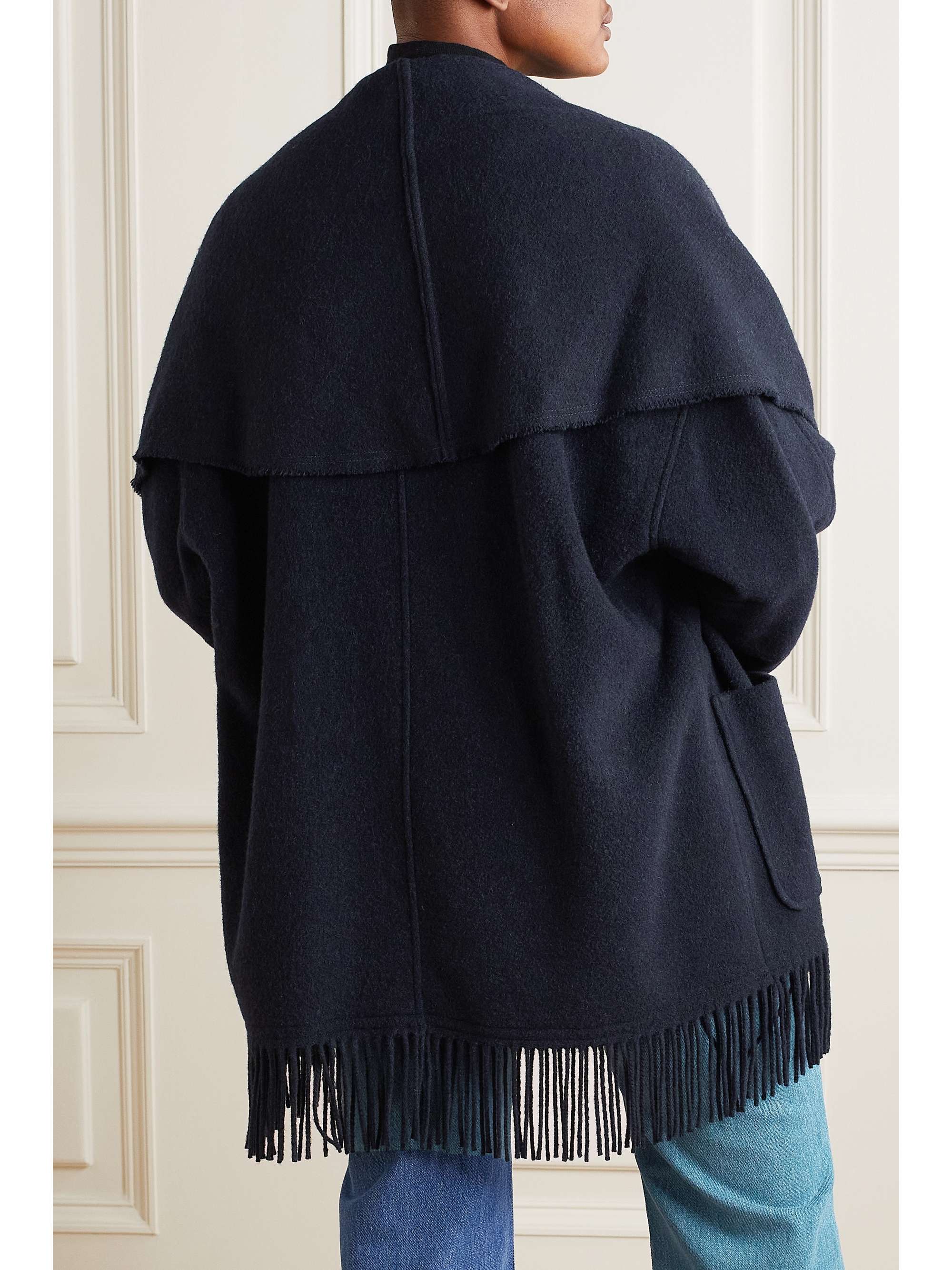 MARANT ÉTOILE Faty scarf-detailed fringed wool-blend coat