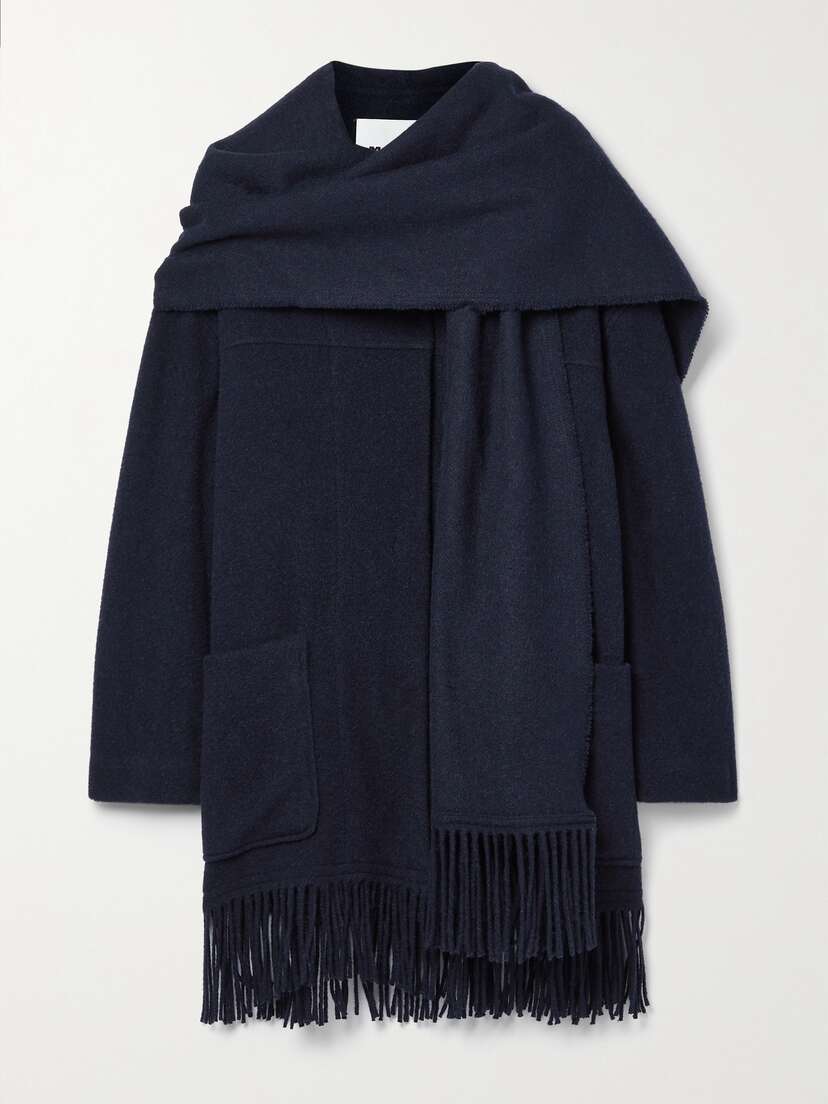 Marant Étoile Faty Scarf-detailed Fringed Wool-blend Coat