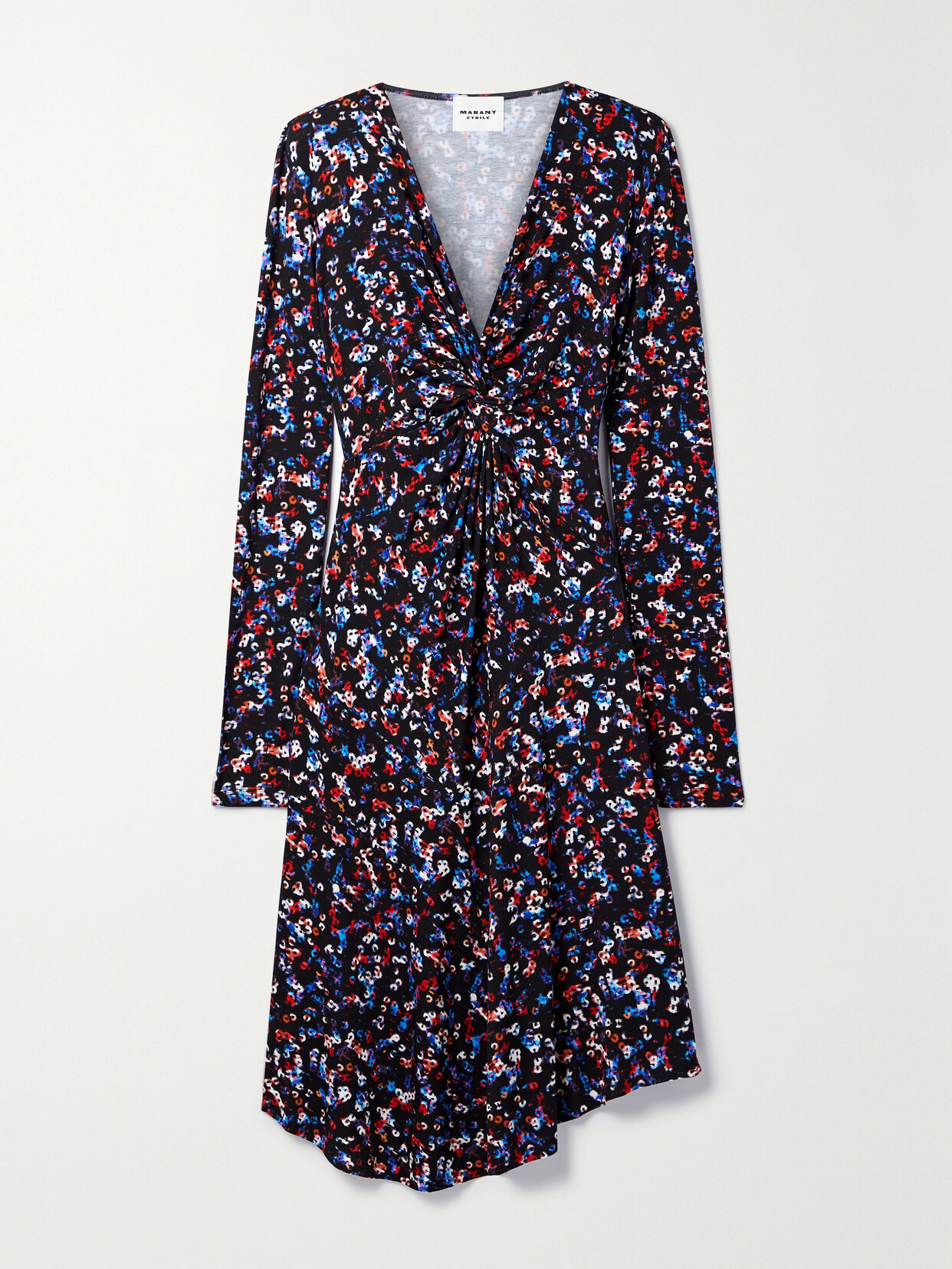 Marant Étoile Jadiya Twist-front Printed Stretch-jersey Dress - Black