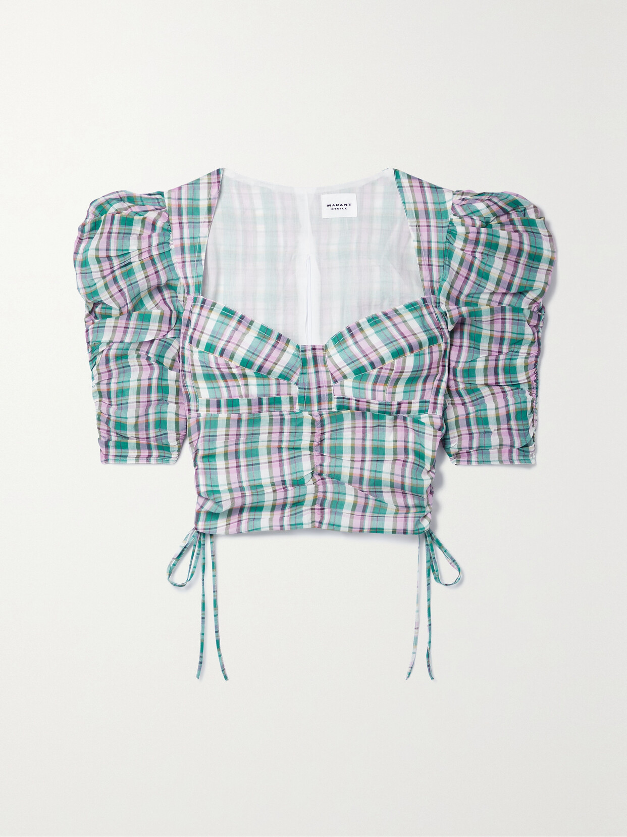 Isabel Marant Étoile Galaor Ruched Checked Cotton-voile Top In Pink