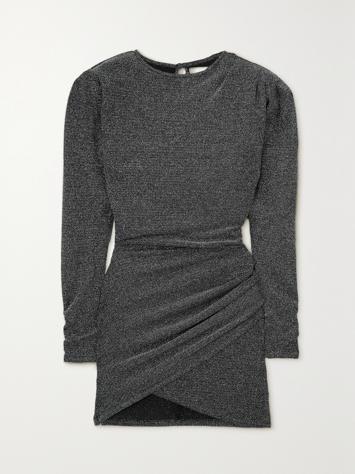 Shop Isabel Marant Étoile Benedicte Gathered Metallic Stretch-jersey Mini Dress In Silver