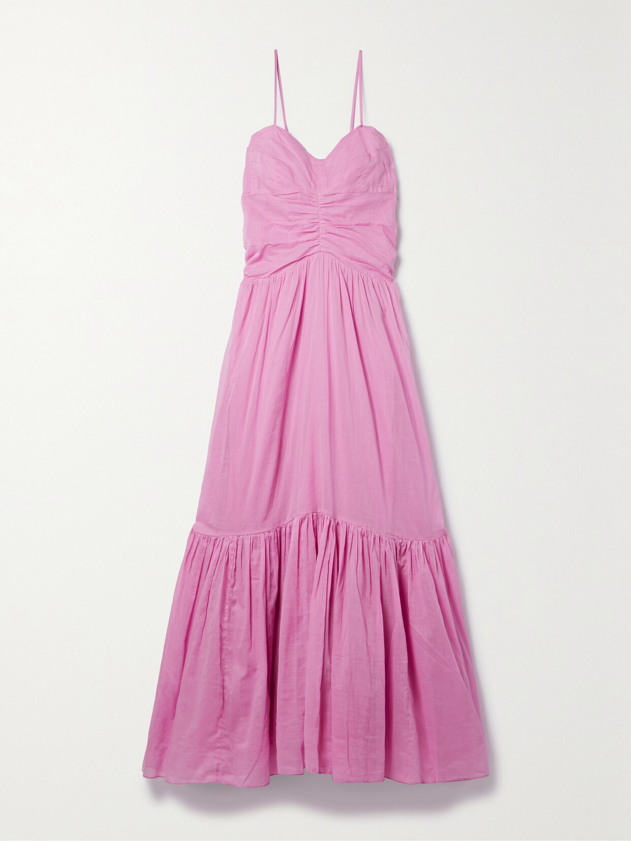 Marant Étoile - Giana Ruched Tiered Cotton-voile Maxi Dress - Purple