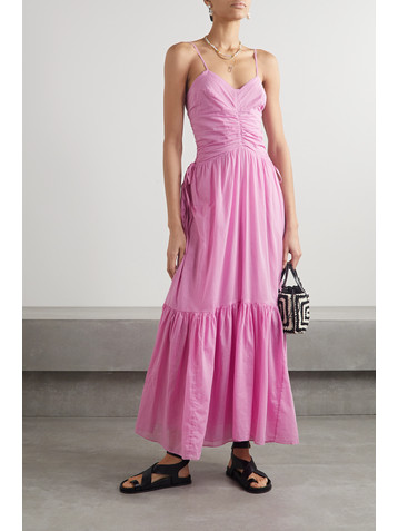 Marant Étoile Giana ruched tiered cotton-voile maxi dress