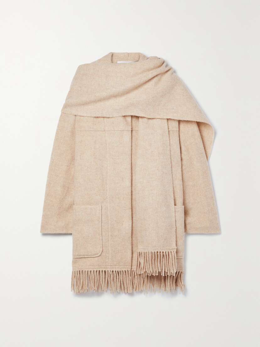 Marant Étoile Faty Draped Fringed Wool-blend Coat