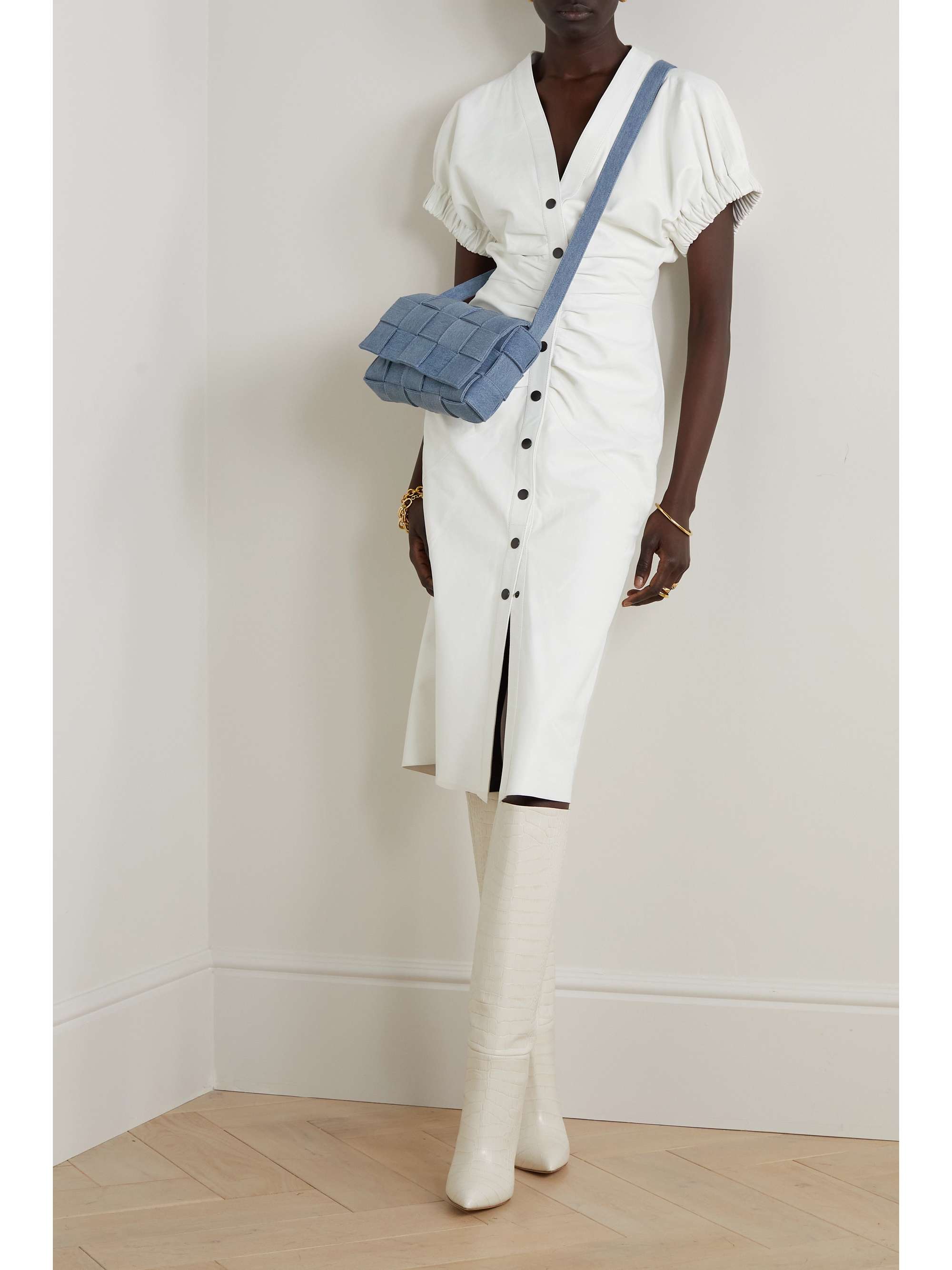 ISABEL MARANT Carly ruched leather midi dress