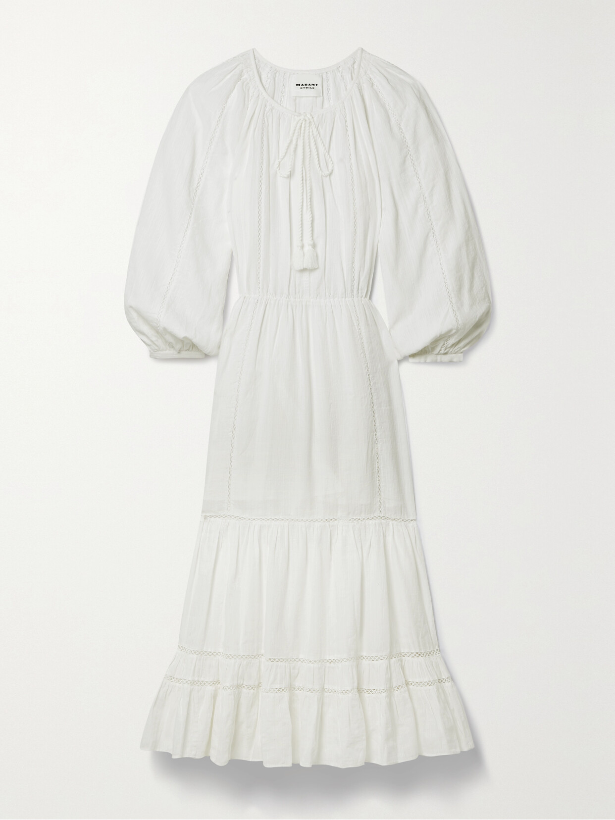 Marant Étoile Latifa Crochet-trimmed Cotton-blend Voile Maxi Dress - White