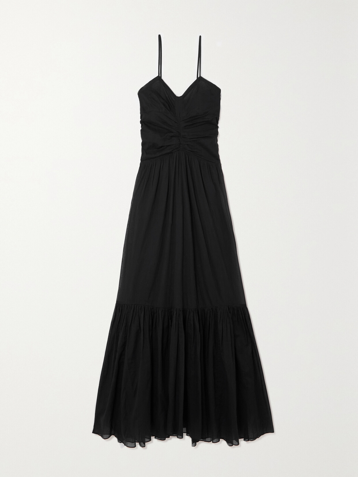 Marant Étoile - Giana Ruched Cotton-voile Maxi Dress - Black