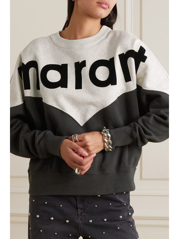 Marant Étoile Houston flocked two-tone cotton-blend jersey sweatshirt