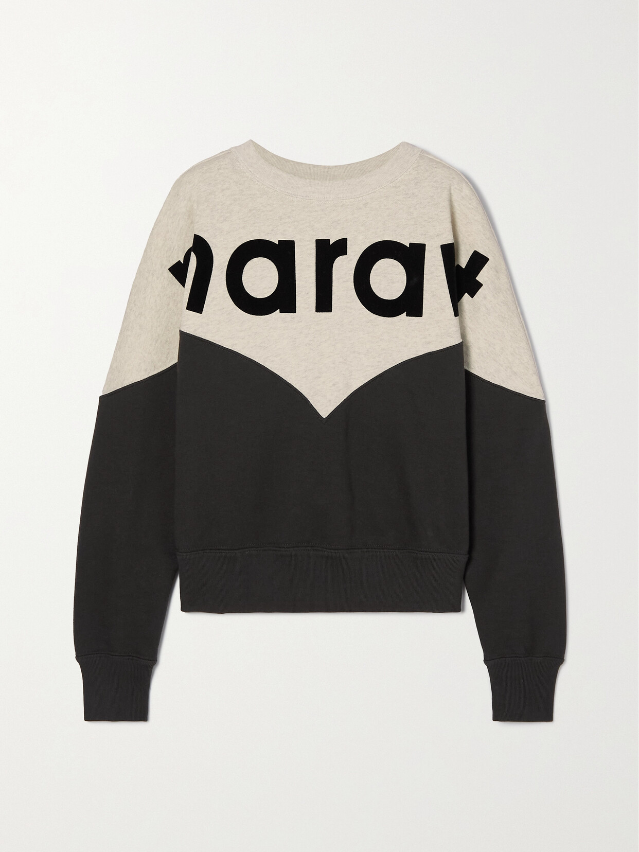 Shop Isabel Marant Étoile Houston Flocked Two-tone Cotton-blend Jersey Sweatshirt In Black