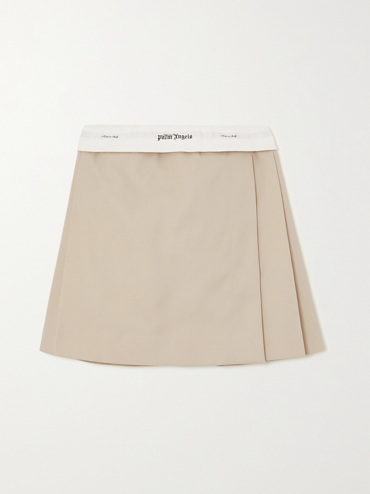 Palm Angels - Wrap-effect Pleated Twill Mini Skirt - Neutrals