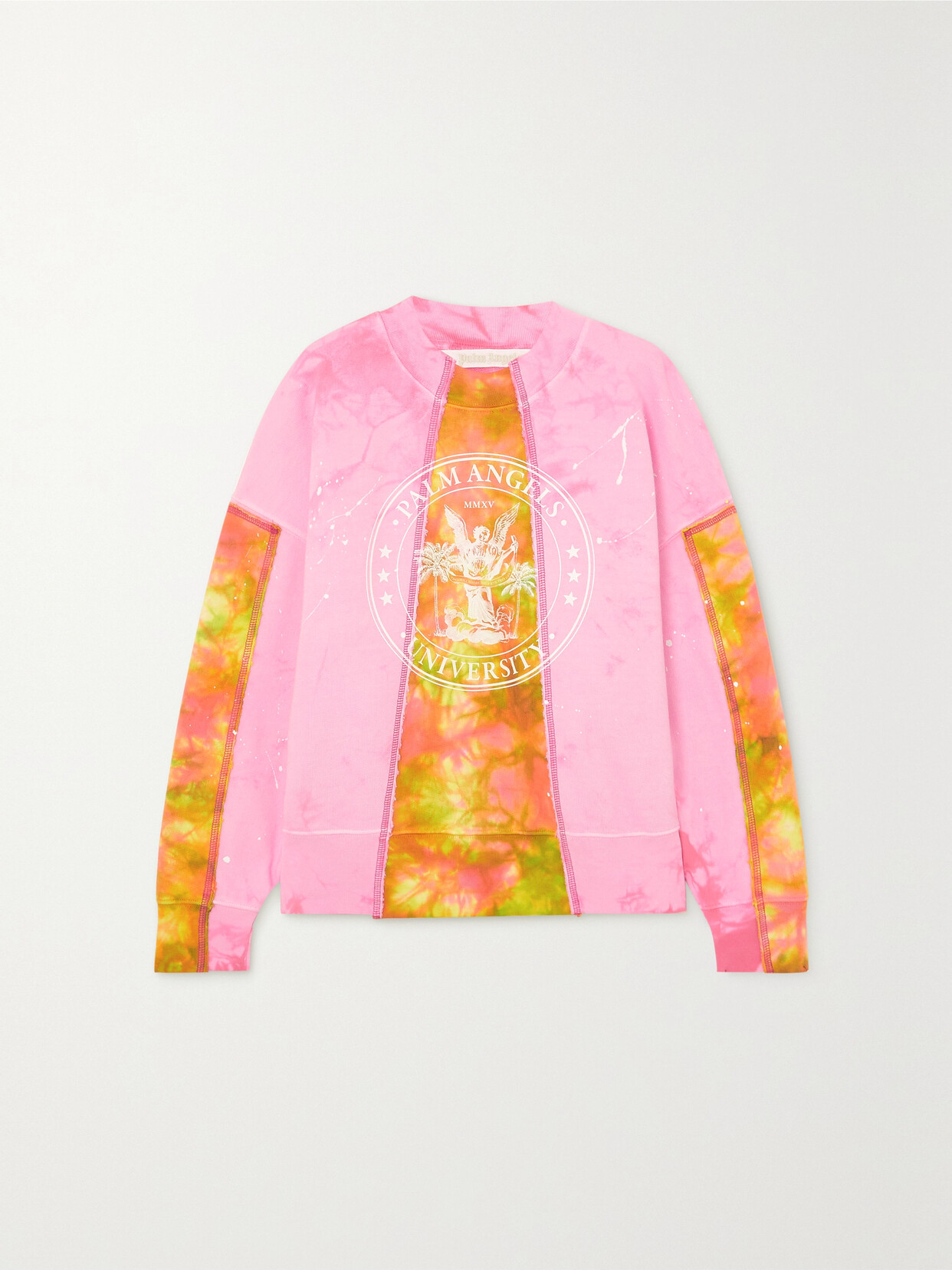 Palm Angels - Paneled Printed Tie-dyed Cotton-jersey Sweatshirt - Pink