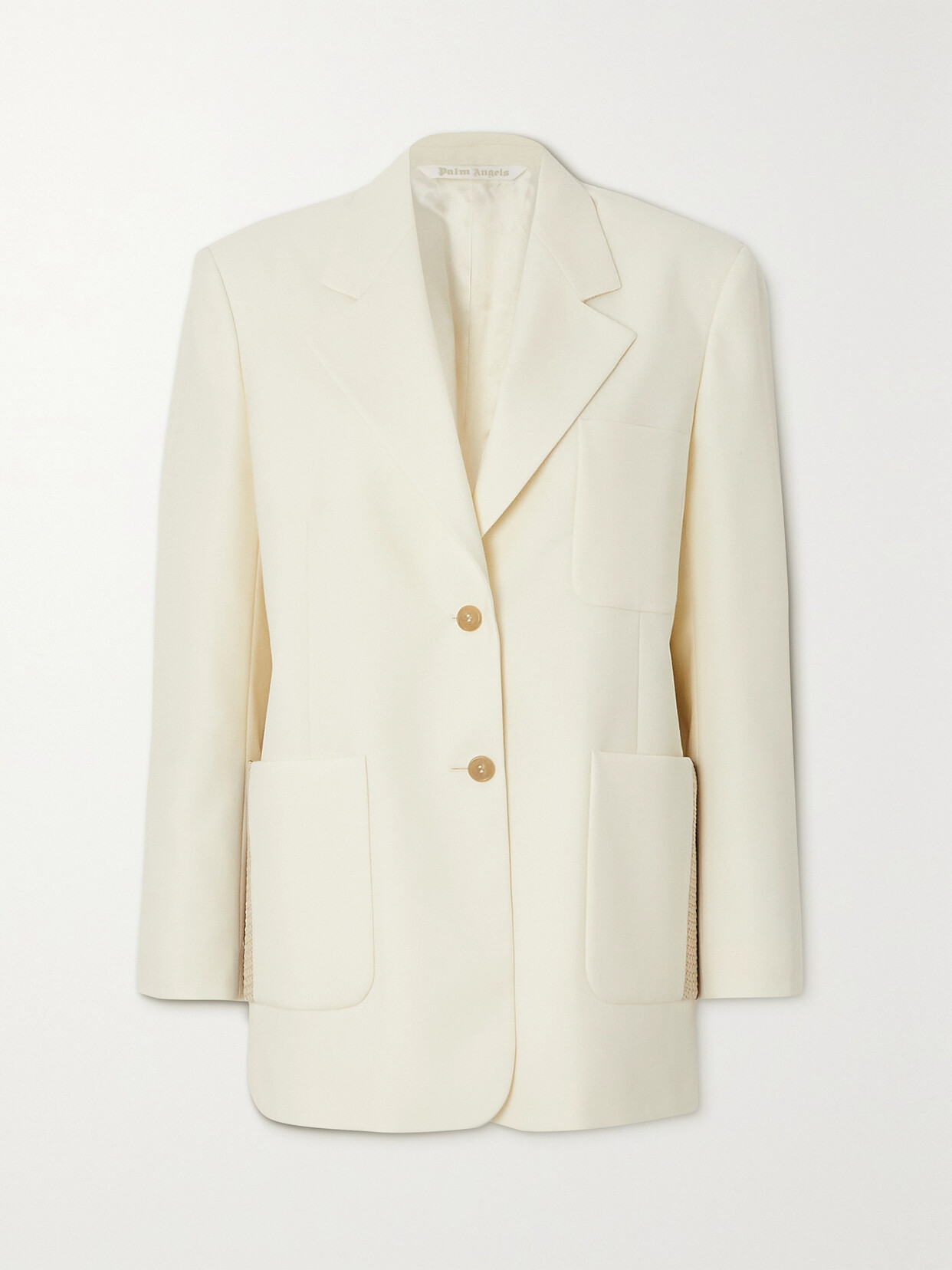 Shop Palm Angels Cotton-blend Twill Blazer In White