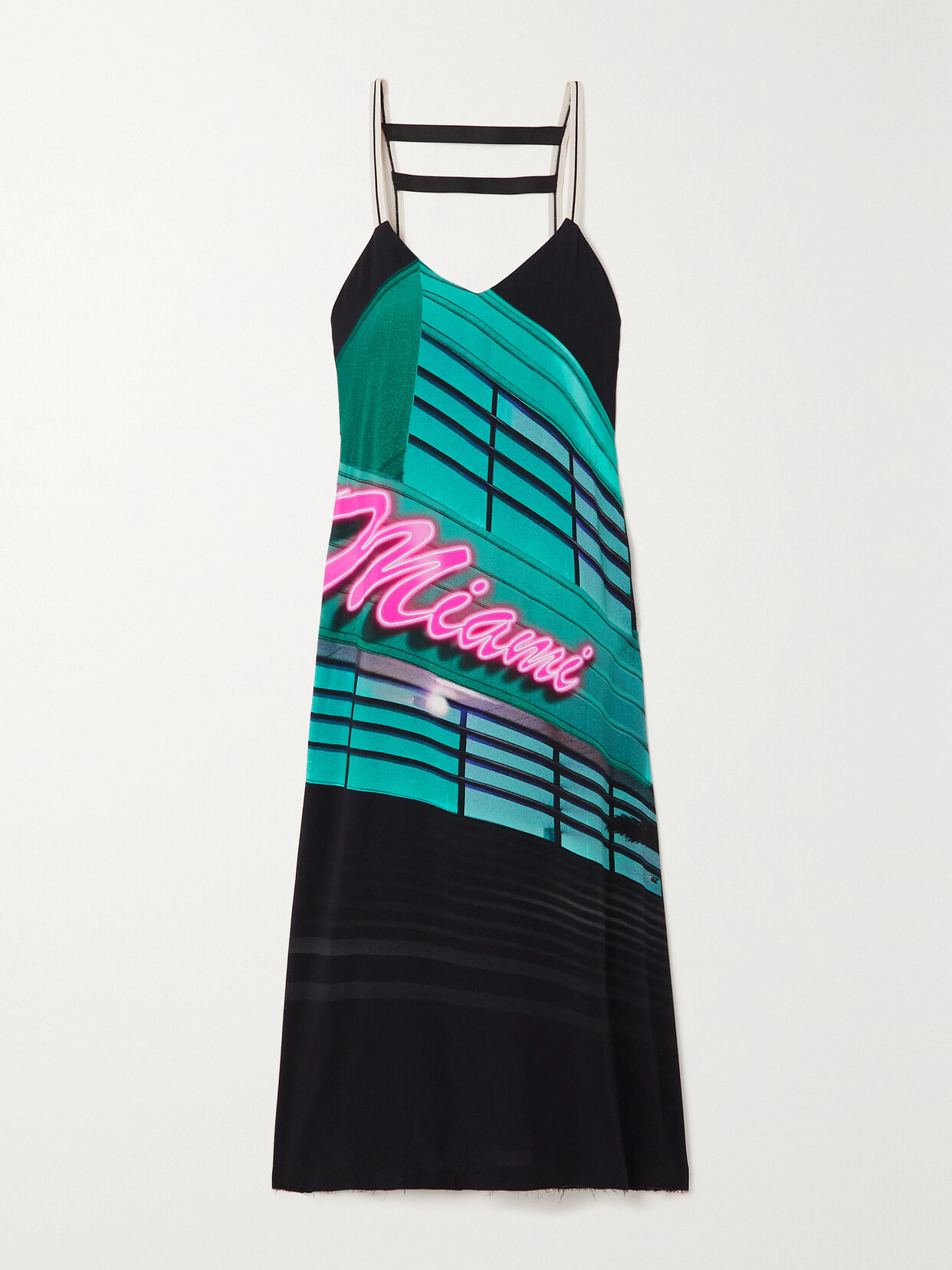 PALM ANGELS MIAMI PRINTED JERSEY MIDI DRESS