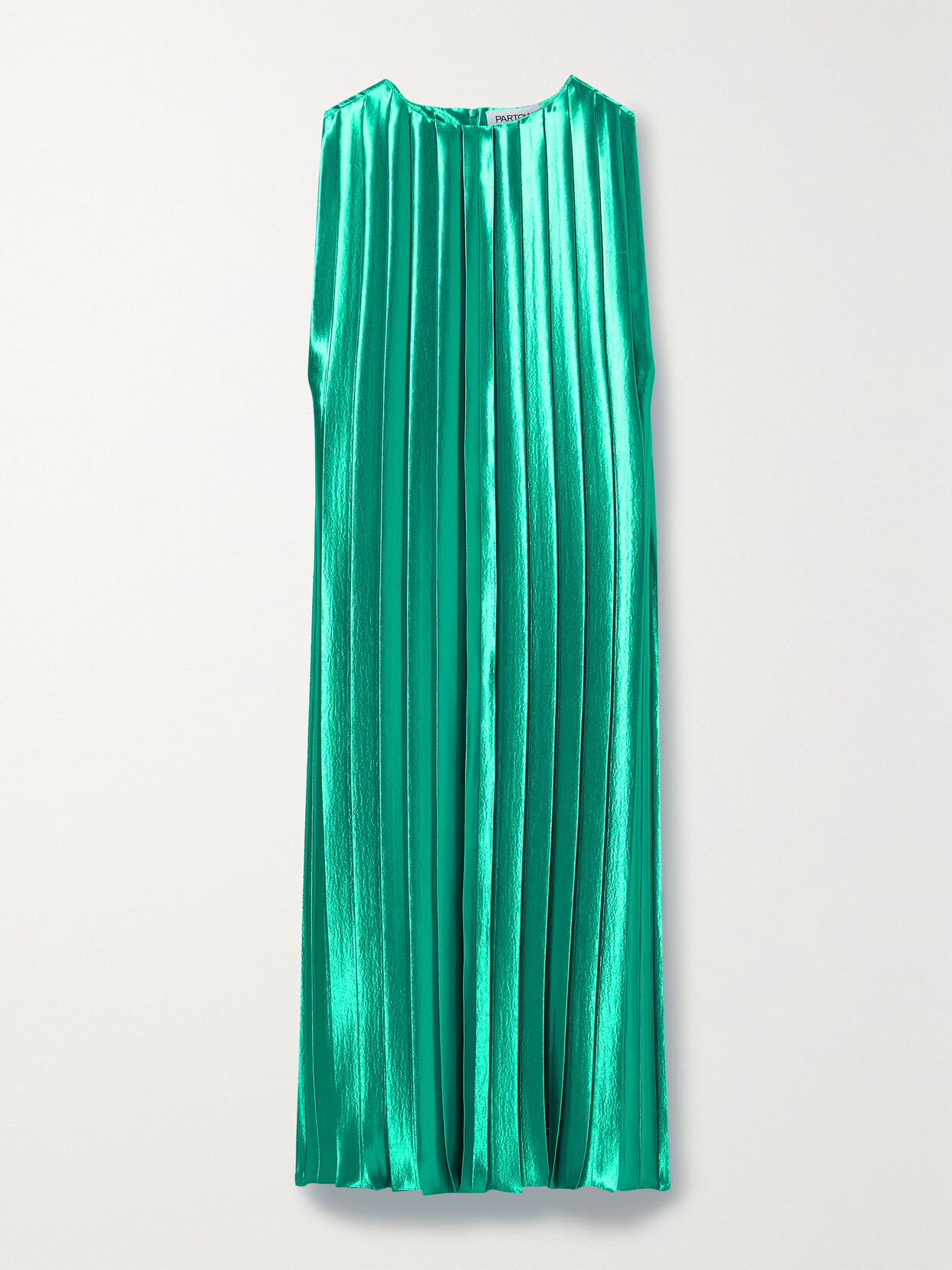 Partow Colette Pleated Hammered-satin Midi Dress In Blue